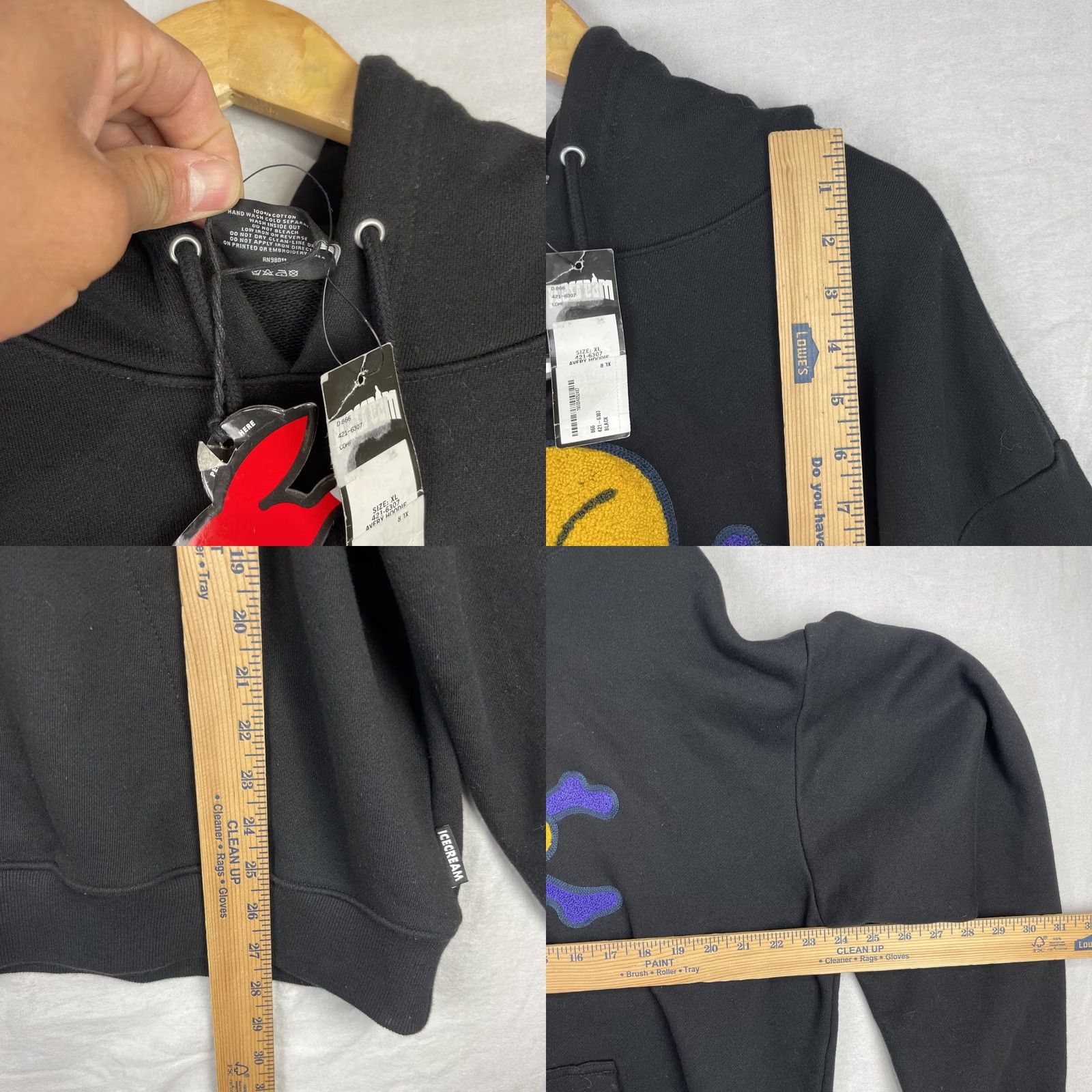 Vintage ICECREAM Hoodie Mens XL Black Avery Sweatshirt Streetwear Chenille Patch Sweatshirt Size US XL / EU 56 / 4 - 8 Thumbnail