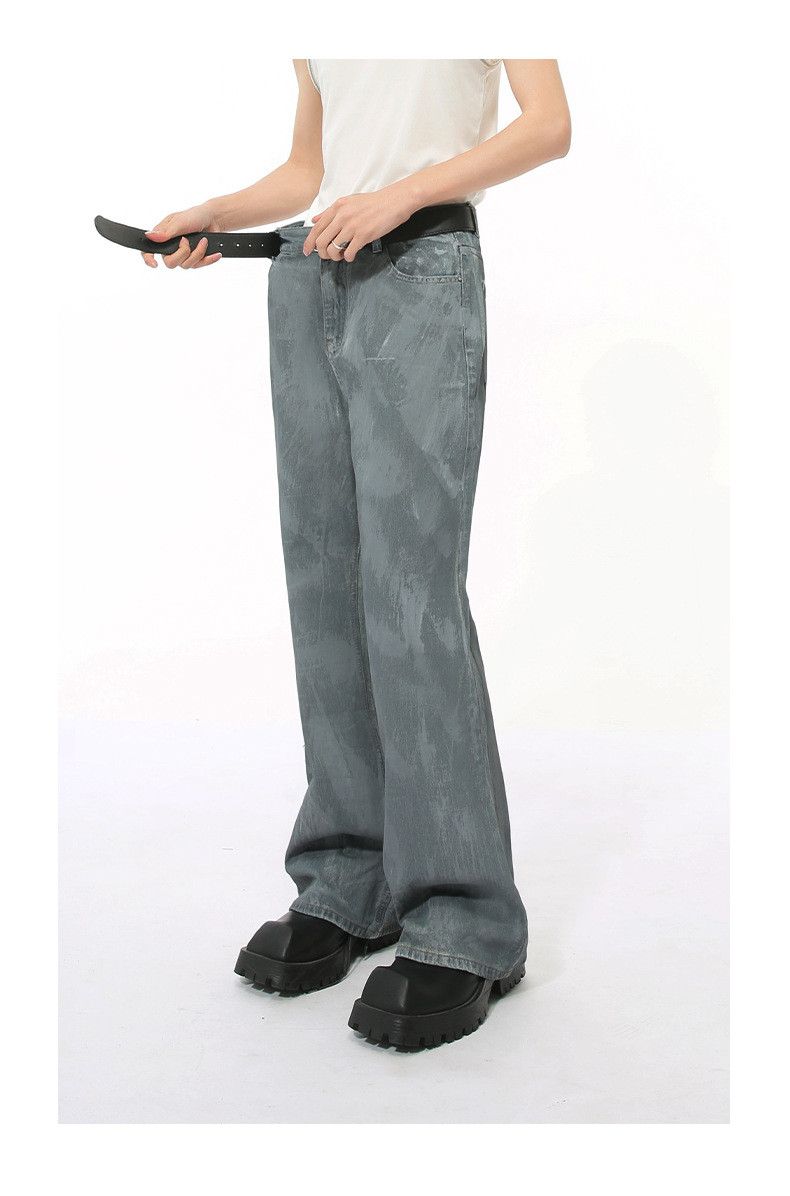 Japanese Brand × Jean Vintage washed loose distressed ink-splashed flared jeans Size US 32 / EU 48 - 3 Thumbnail