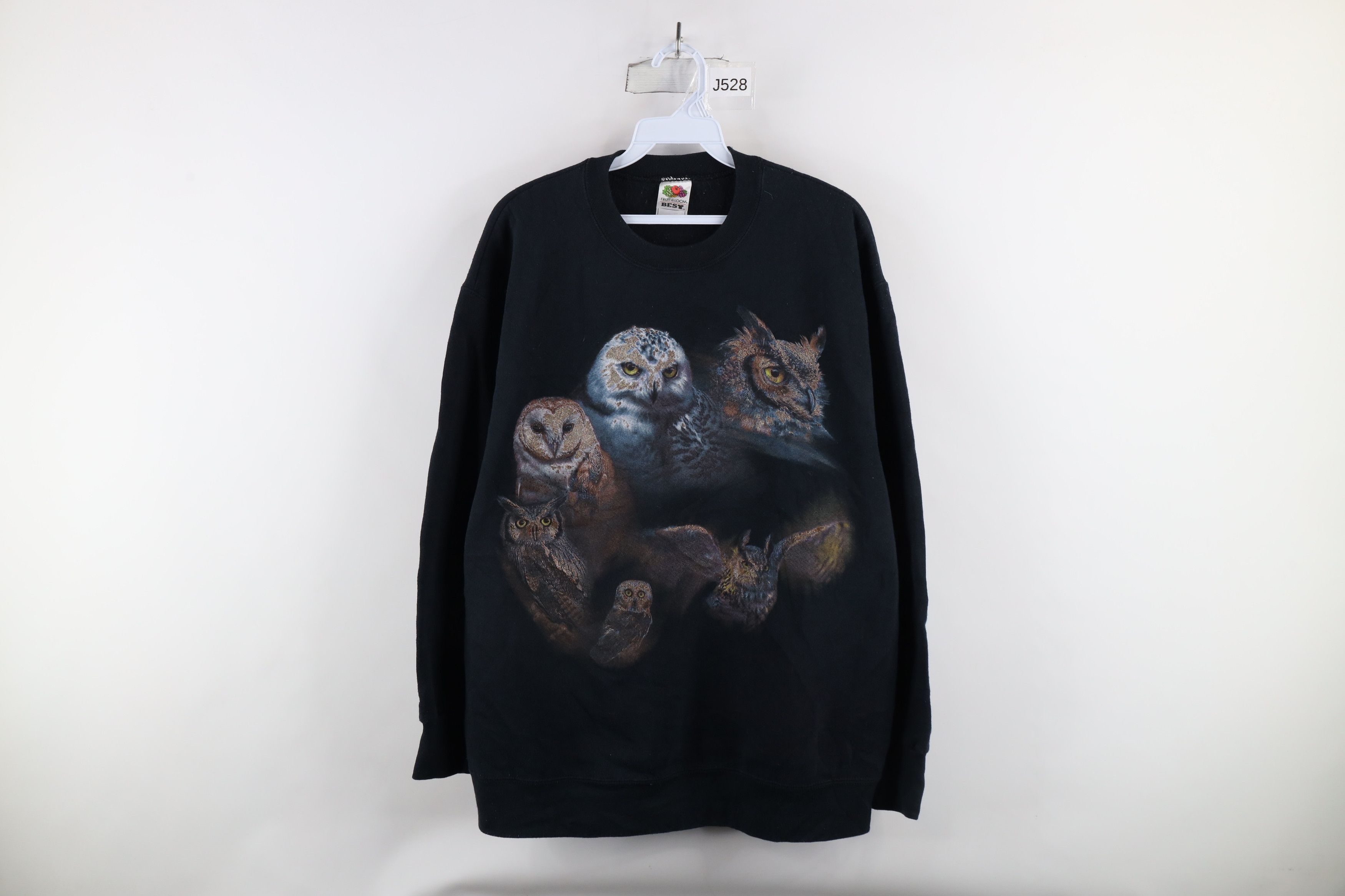 Vintage Vintage 90s Streetwear Owl Crewneck Sweatshirt Black Size US L / EU 52-54 / 3 - 1 Thumbnail