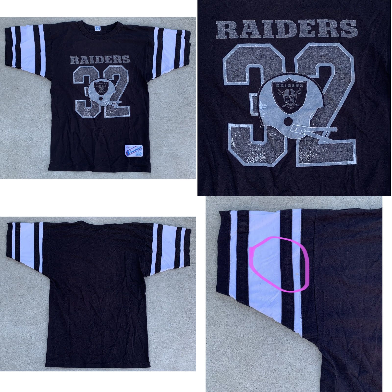 Champion VINTAGE Champion Jersey T-Shirt Raiders 32 Jersey Style Graphic Tee L Black Men Adult Large Sports Size US L / EU 52-54 / 3 - 10 Thumbnail