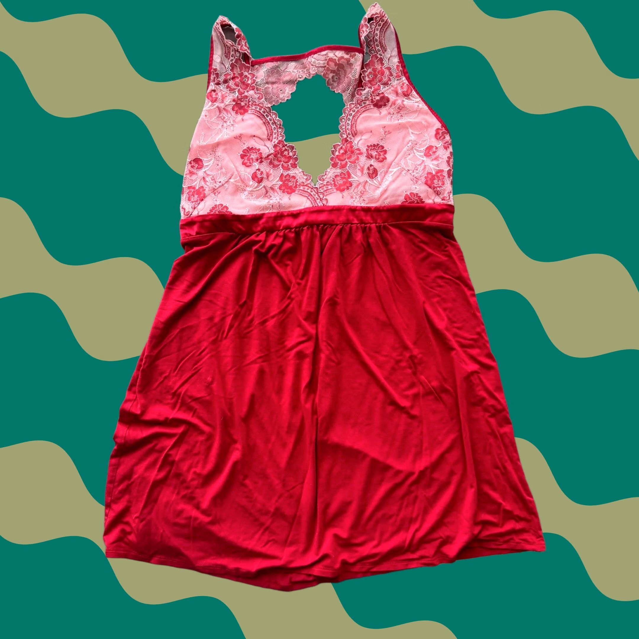 Vintage VINTAGE Soma Cool Nights Red Lace Trim Nightie Chemise Women Large Dress Womens Size ONE SIZE - 1 Thumbnail