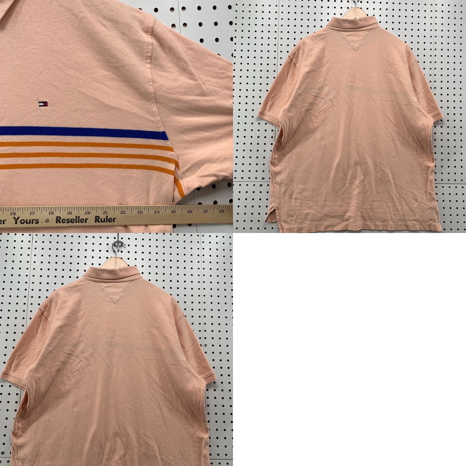 Tommy Hilfiger Tommy Hilfiger Polo Shirt Pink Blue Orange Striped Mens XL Classic Fit 25x28 Size US XL / EU 56 / 4 - 9 Thumbnail