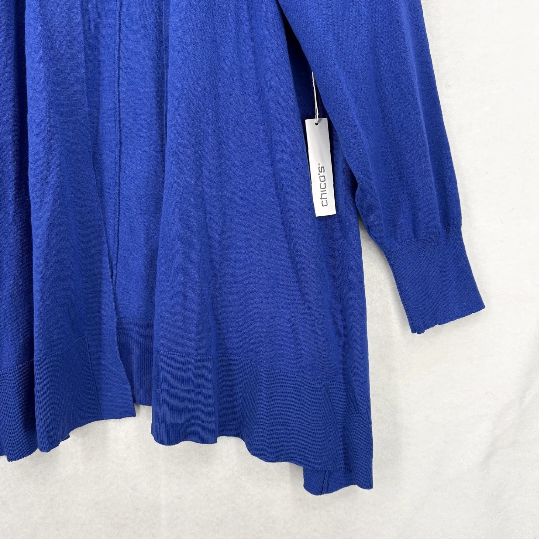 Vintage Chico's Cardigan Sweater Womens XL Knit Hanky Hem Open Front Rich Cobalt NWT Size XL / US 12-14 / IT 48-50 - 3 Thumbnail