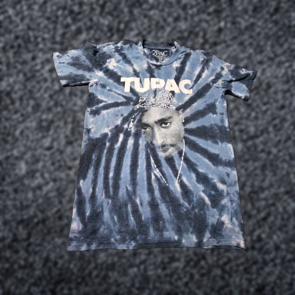 Vintage 2Pac Officially Licensed Tie Dye T Shirt Blue Womens Medium Size M / US 6-8 / IT 42-44 - 1 Thumbnail