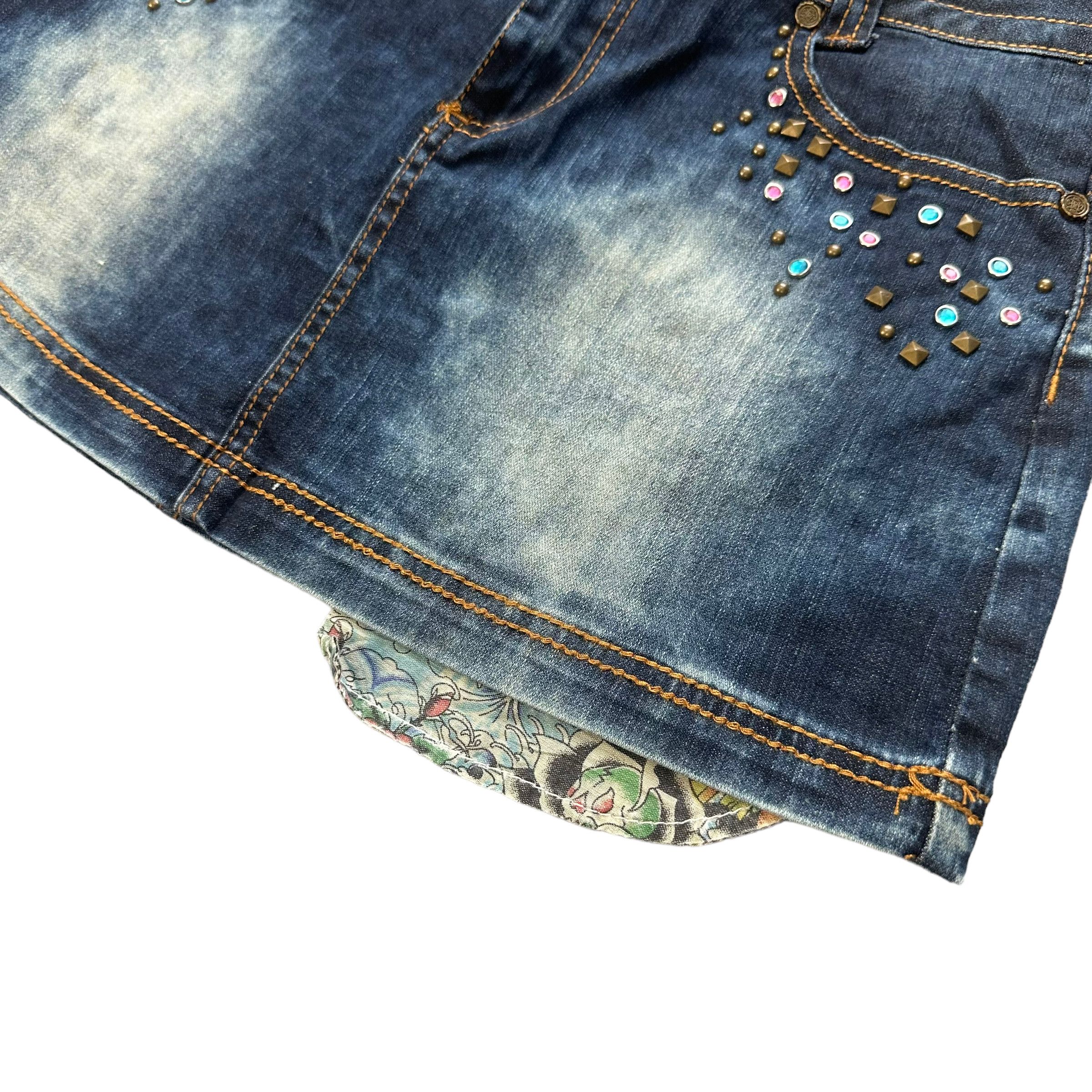 Ed Hardy ED HARDY EMBROIDERY LOGO DENIM MINI SKIRTS #8656-019 Size 30" / US 8 / IT 44 - 4 Thumbnail