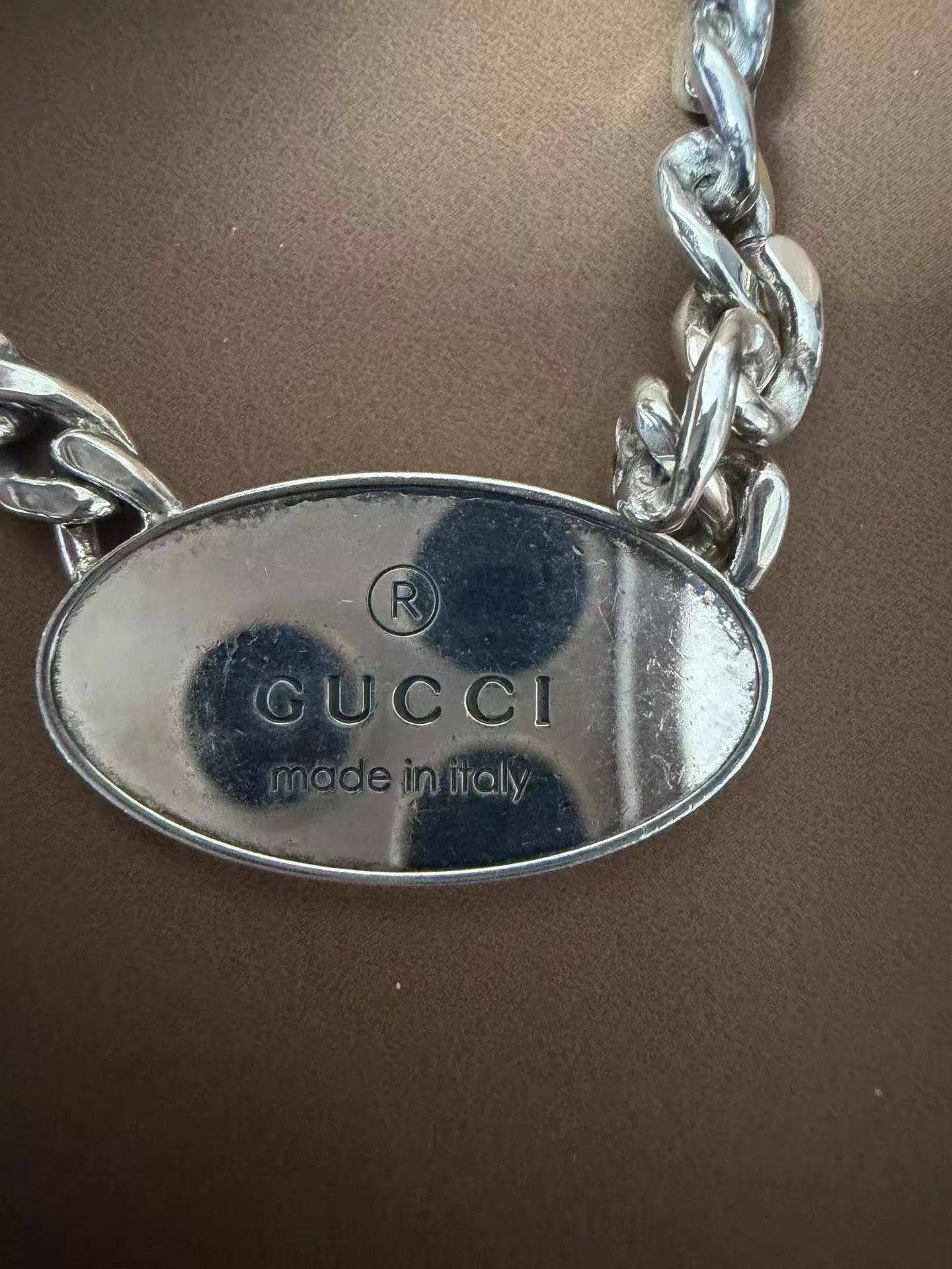 Gucci GUCCI Trademark Logo Pendant 925 Silver Necklace Size ONE SIZE - 2 Thumbnail