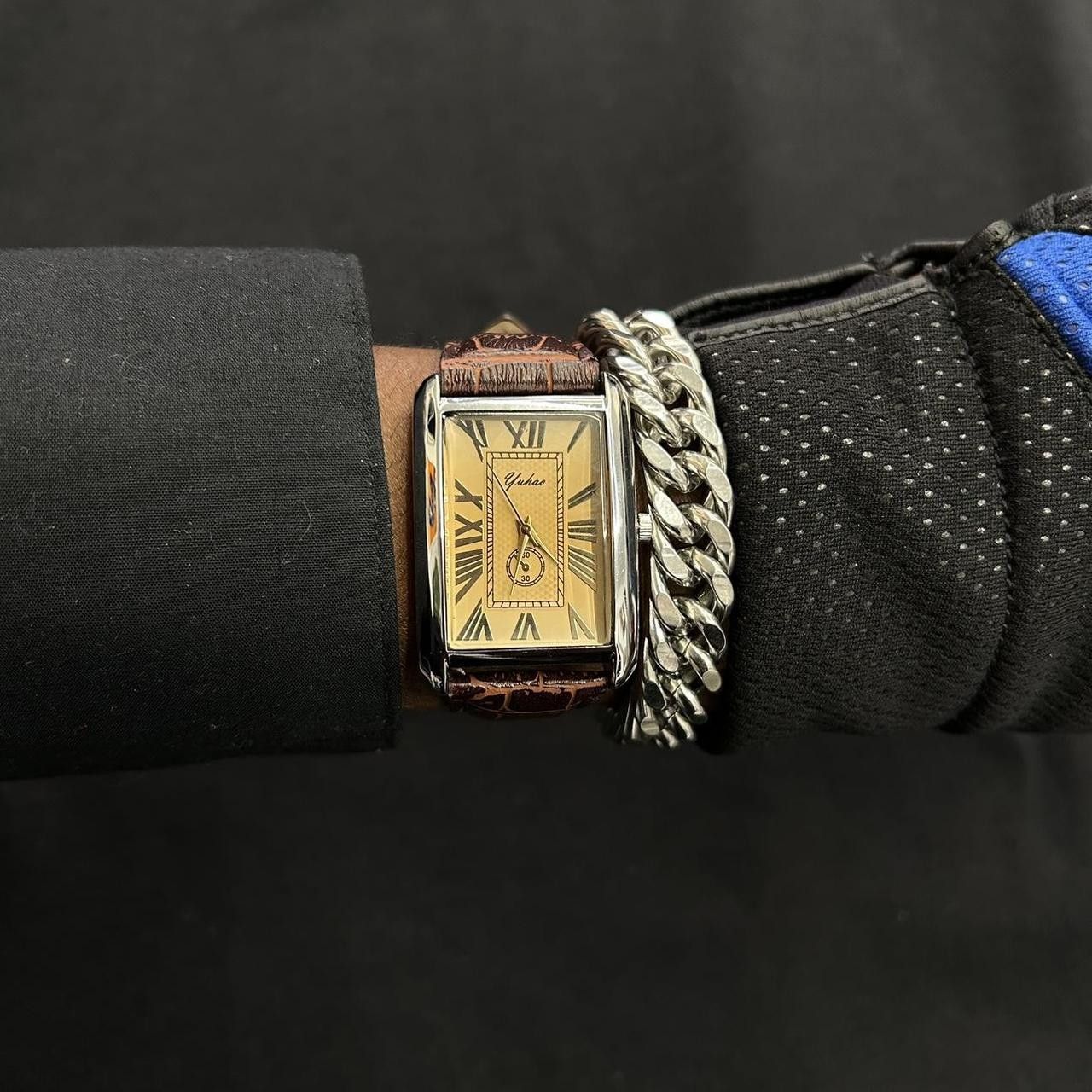 Vintage Vintage 2000s style Brown Rectangular Quartz Leather Watch Size ONE SIZE - 4 Thumbnail