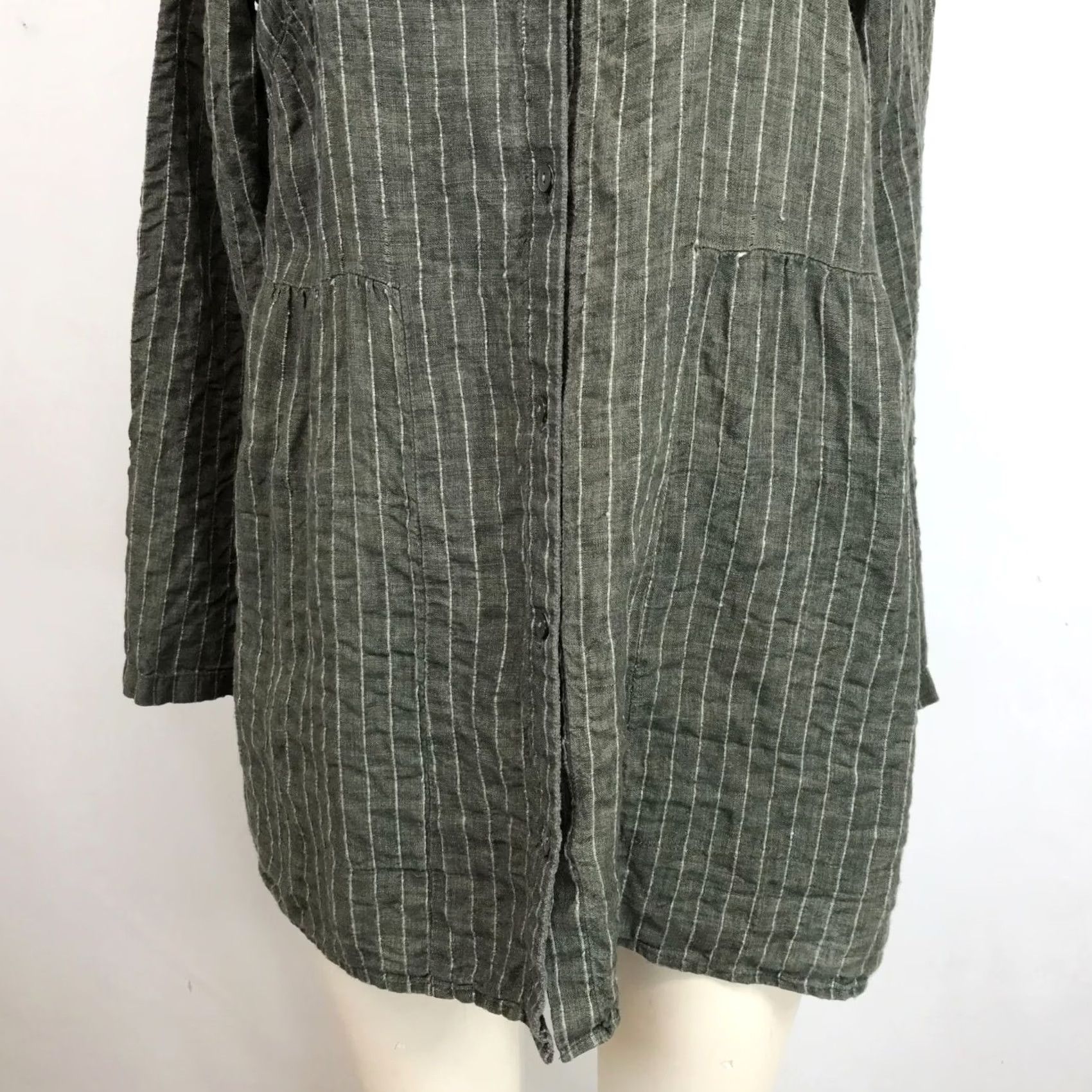 J. Jill PURE JILL - WOMEN' SMALL -GREEN LINEN TOP Size S / US 4 / IT 40 - 3 Thumbnail