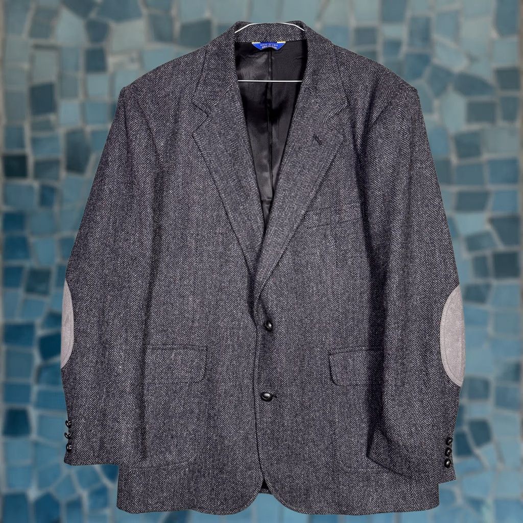 Pendleton Pendleton Blazer Men 44L Wool Tweed Vintage USA Geometric 80s 90s Notch Lapel Regular Single-Breasted 2-Button Chest 44 in Gray Size 44R - 1 Thumbnail