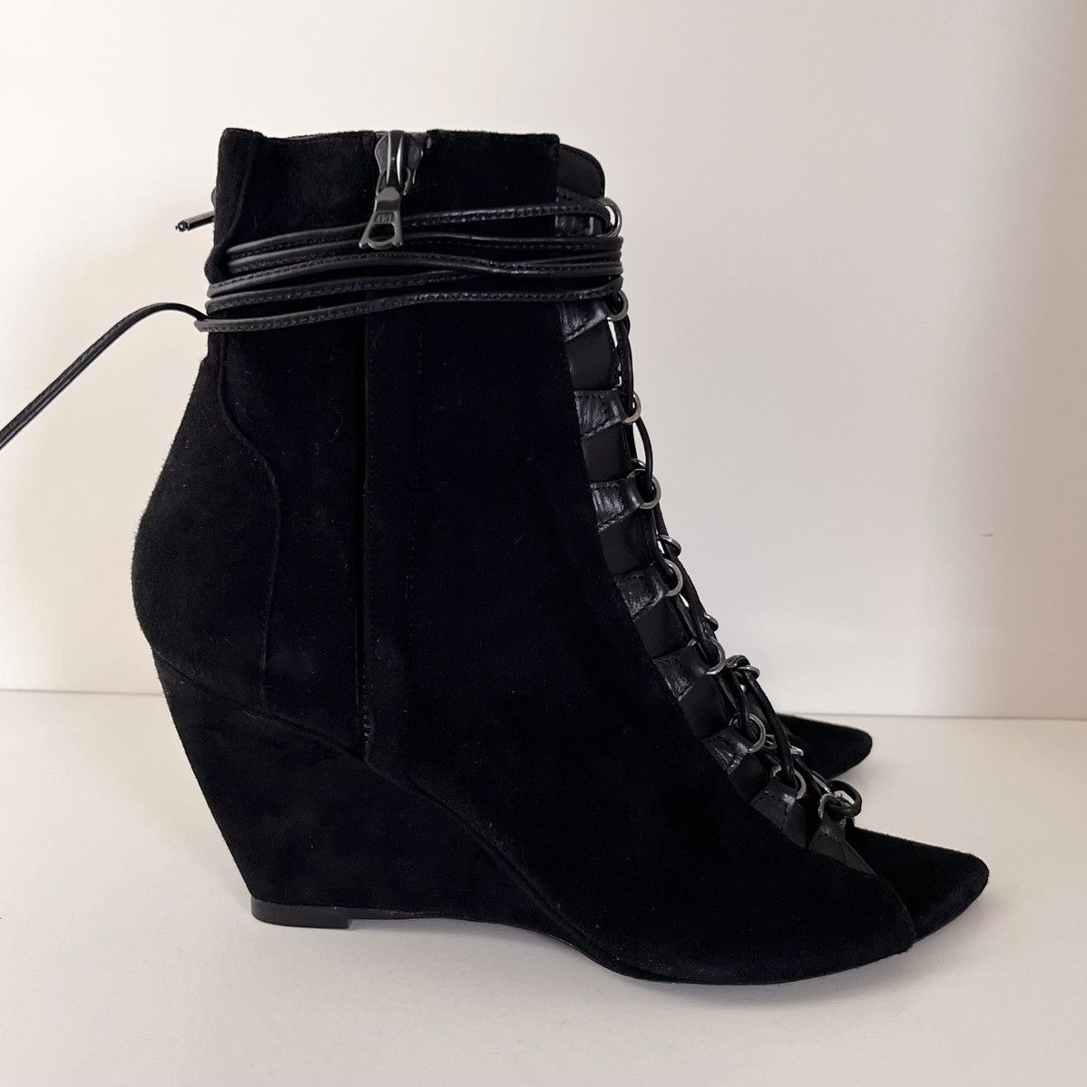 Narciso Rodriguez Narciso Rodriguez Black suede Lace-Up Wedge Boots Size US 6.5 / IT 36.5 - 12 Thumbnail