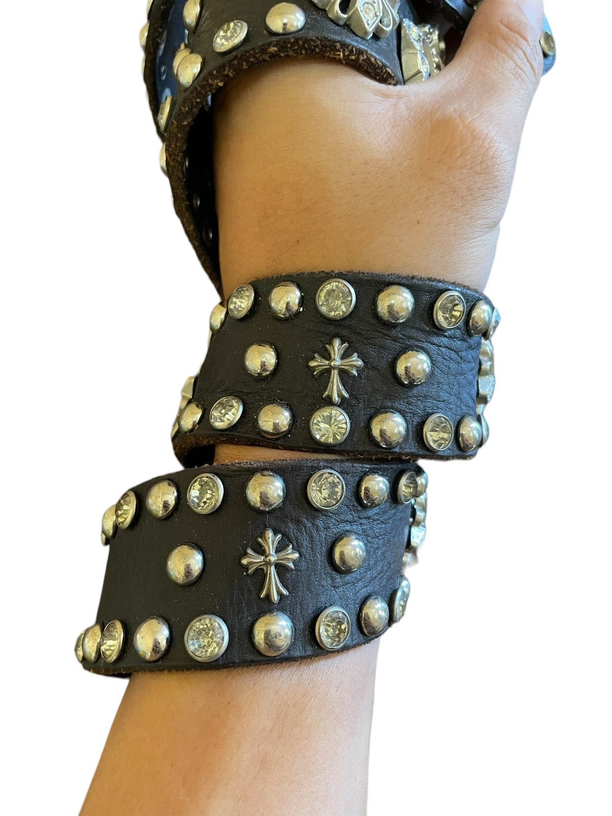 Hysteric Glamour × Japanese Brand Vintage Beach Sound Japan Cemetery Cross StudLeather Belt Size ONE SIZE - 5 Thumbnail