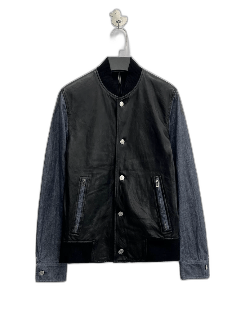 Dior Dior Black Leather Baseball Jacket-yf Size US M / EU 48-50 / 2 - 1 Thumbnail