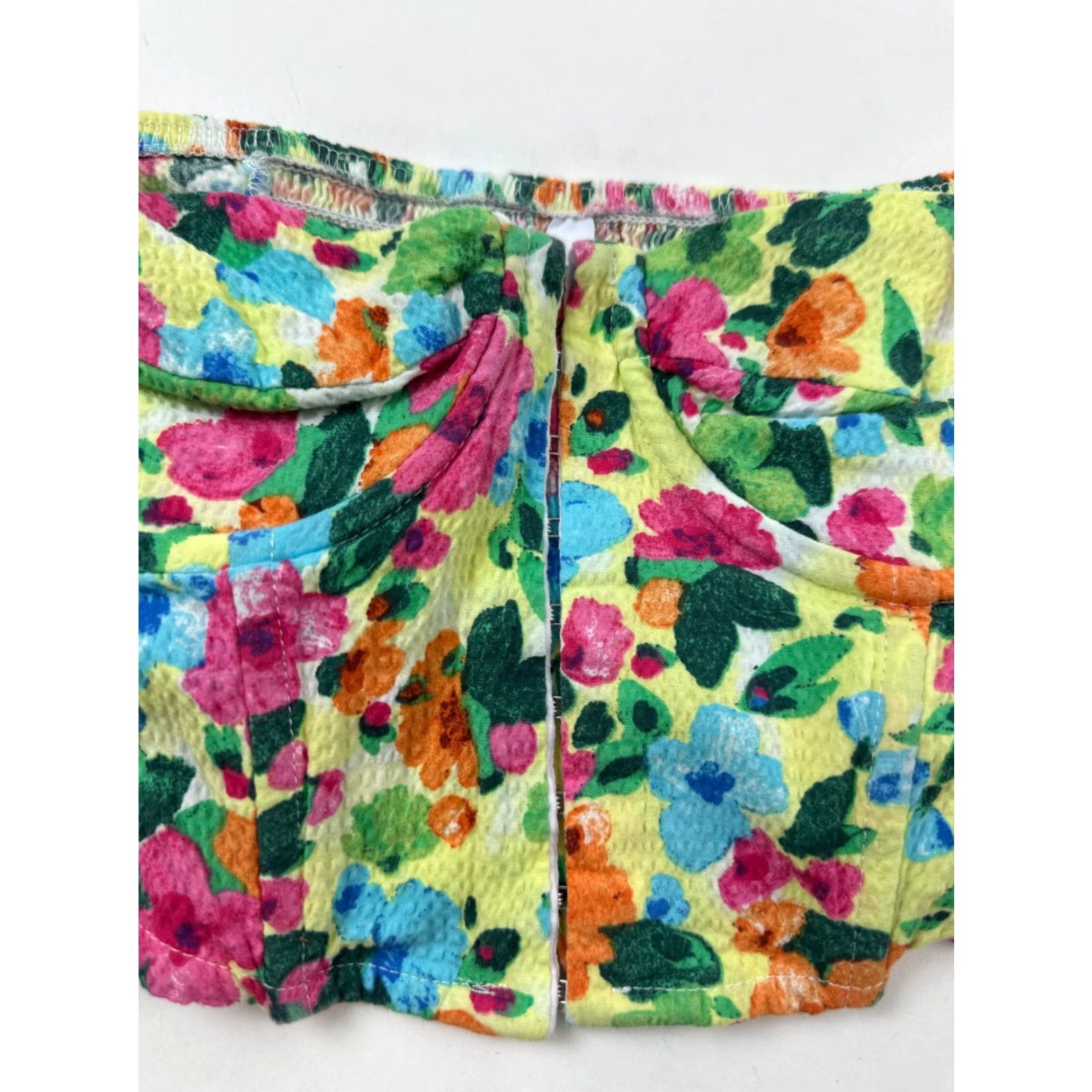Stradivarius Stradivarius Top Womens Medium Floral Crop Off Shoulder Hook & Eye Front Size M / US 6-8 / IT 42-44 - 4 Thumbnail