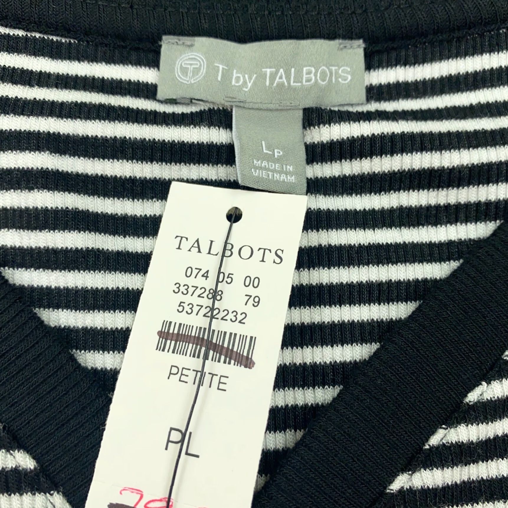 Talbots TALBOTS Dress Sleeveless Petite Large Black White Striped V-Neck Sundress Casual NWT Womens Size L / US 10 / IT 46 - 5 Thumbnail