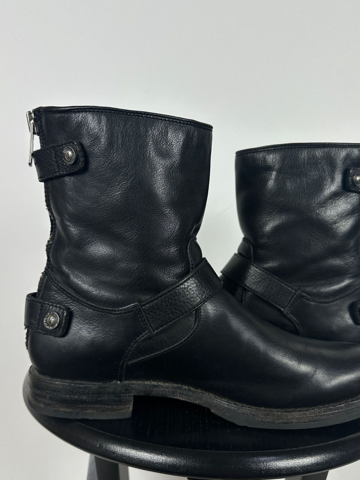 Frye Frye Veronica Black Leather Back Zip Buckle Harness Boots Size US 8.5 / IT 38.5 - 17 Thumbnail