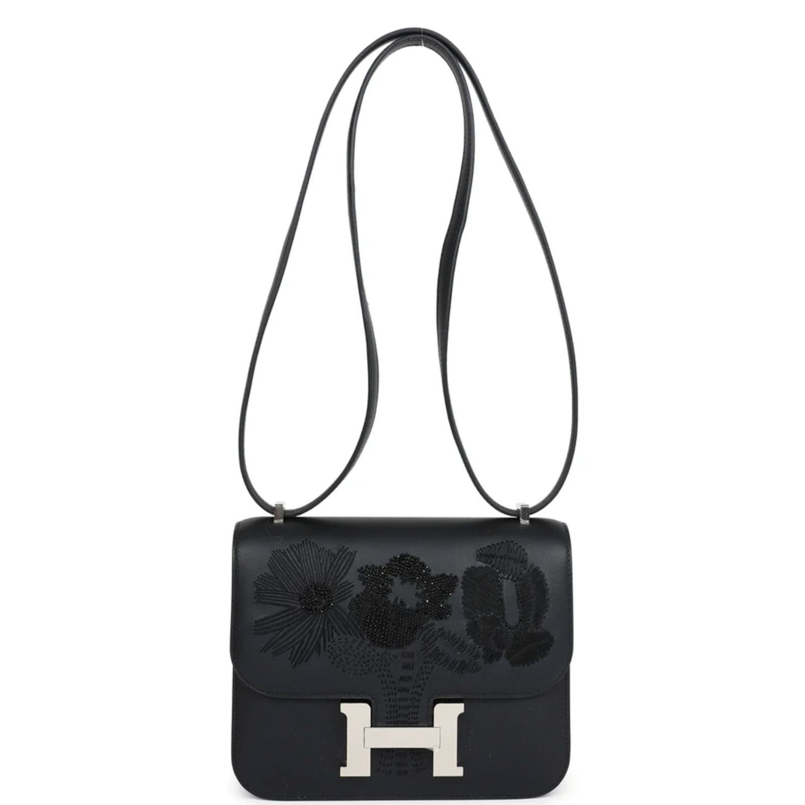 Hermes Hermes Constance Black Embroidered Palladium Hardware Bag Size ONE SIZE - 2 Thumbnail