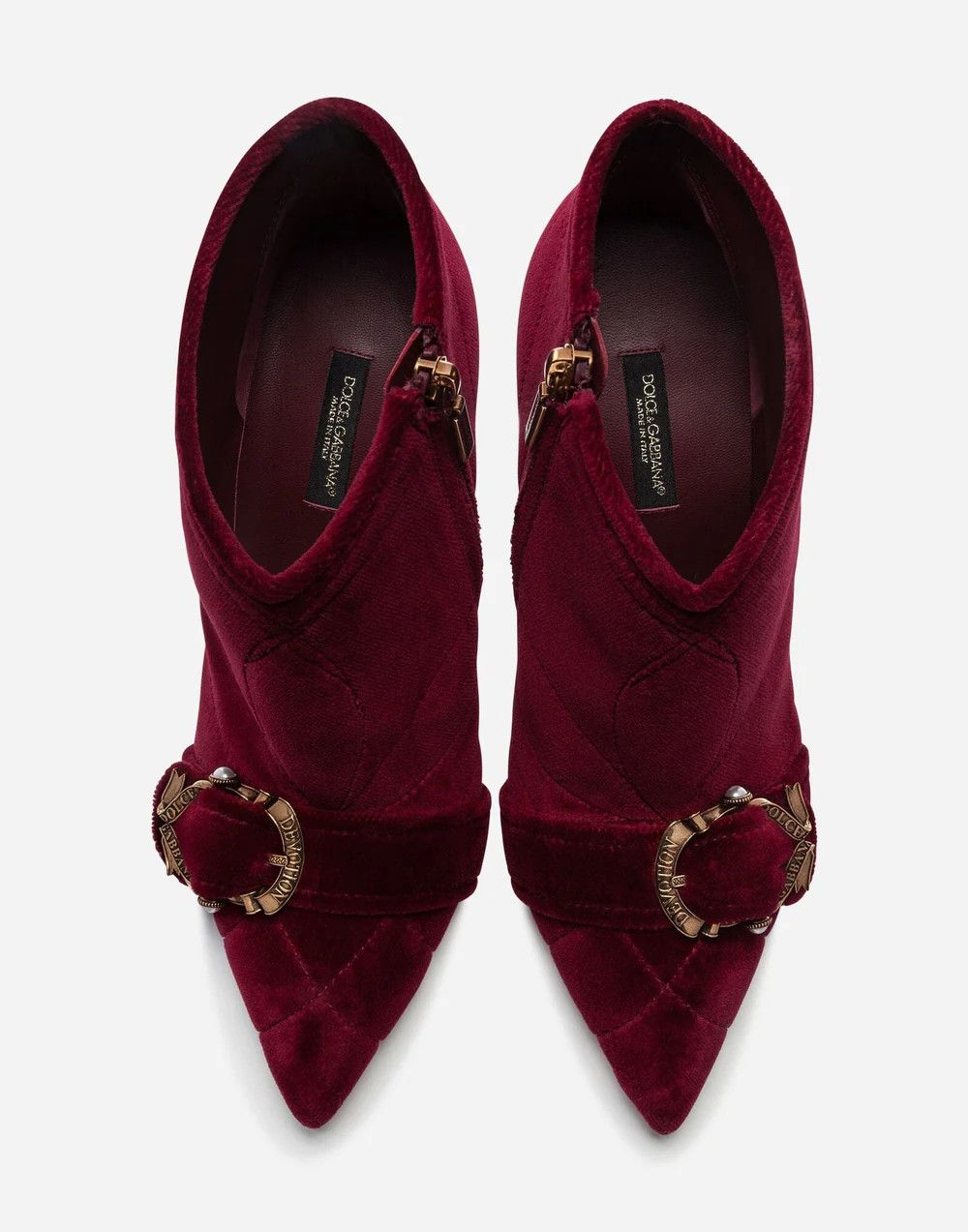Dolce & Gabbana o1y0825 Velvet Ankle Boots in Burgundy Size US 5 / IT 35 - 3 Thumbnail