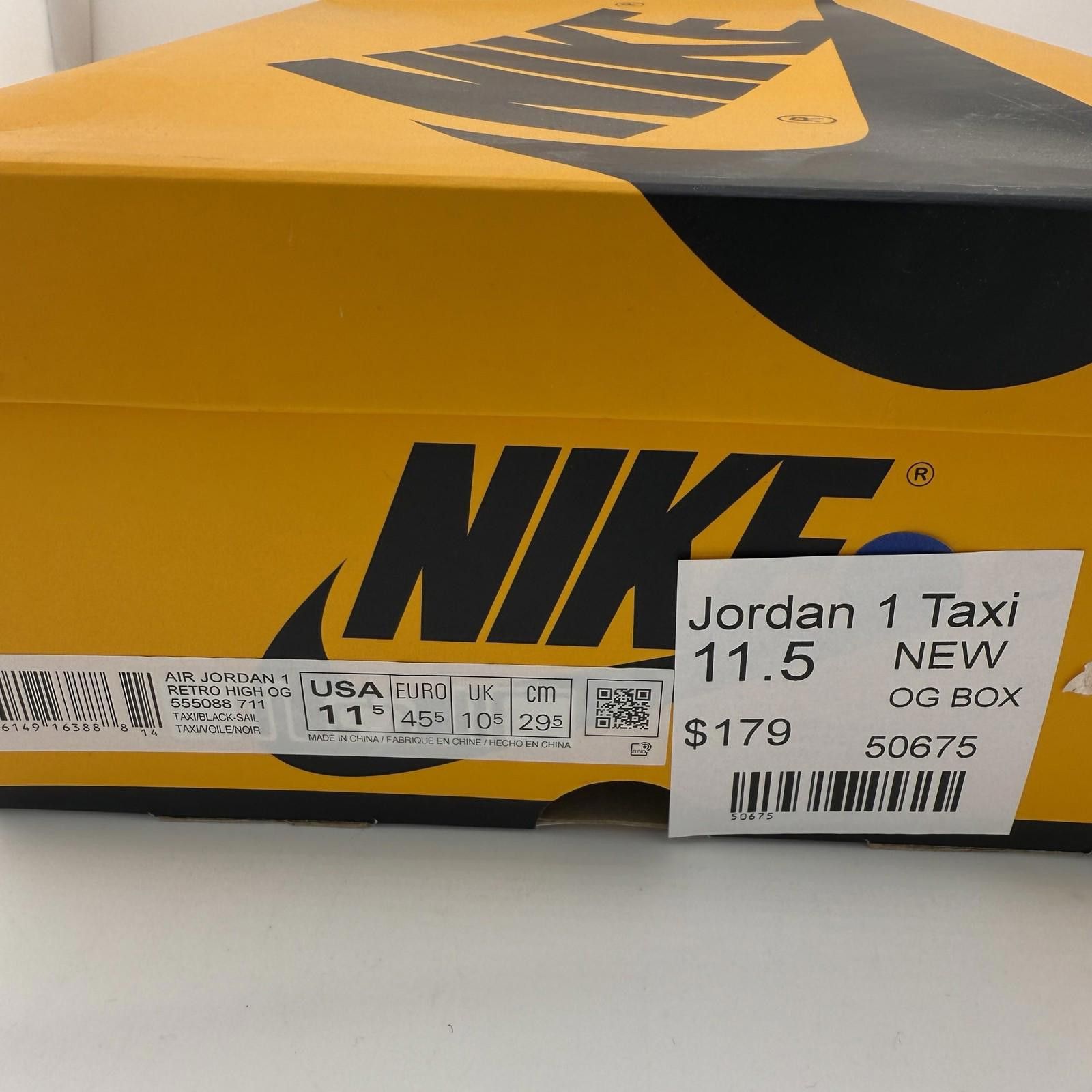 Nike Air Jordan 1 Retro High OG Taxi Black Sail 11.5 New OG Box Size US 11.5 / EU 44-45 - 8 Thumbnail