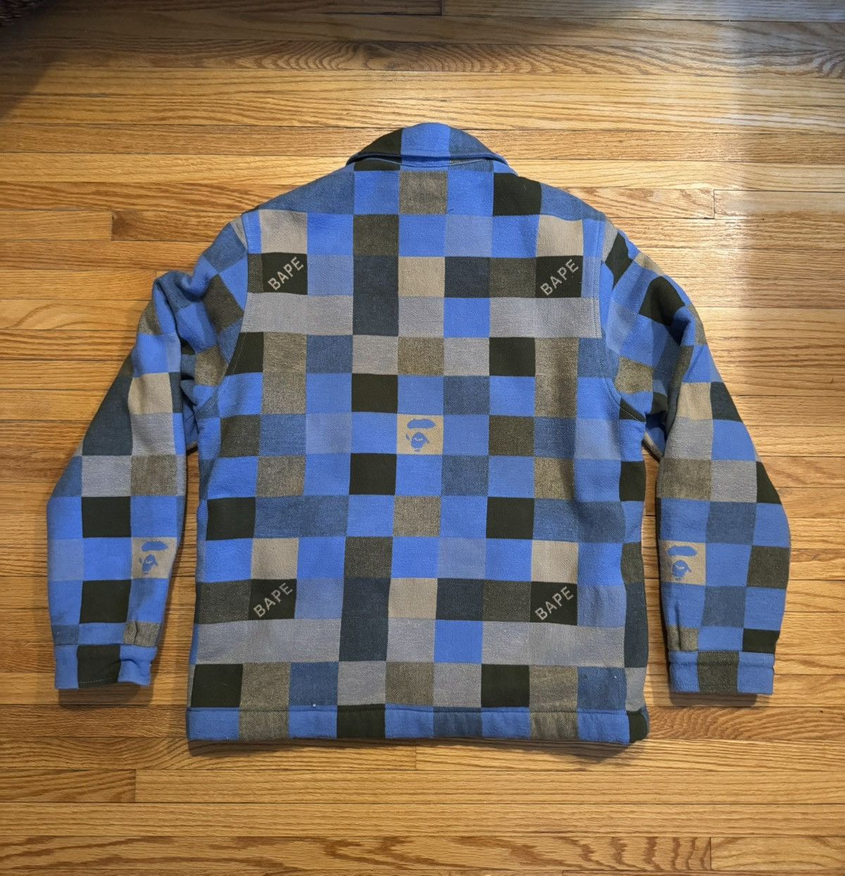 Bape Bape blue checkered fleece jacket Size US L / EU 52-54 / 3 - 2 Thumbnail