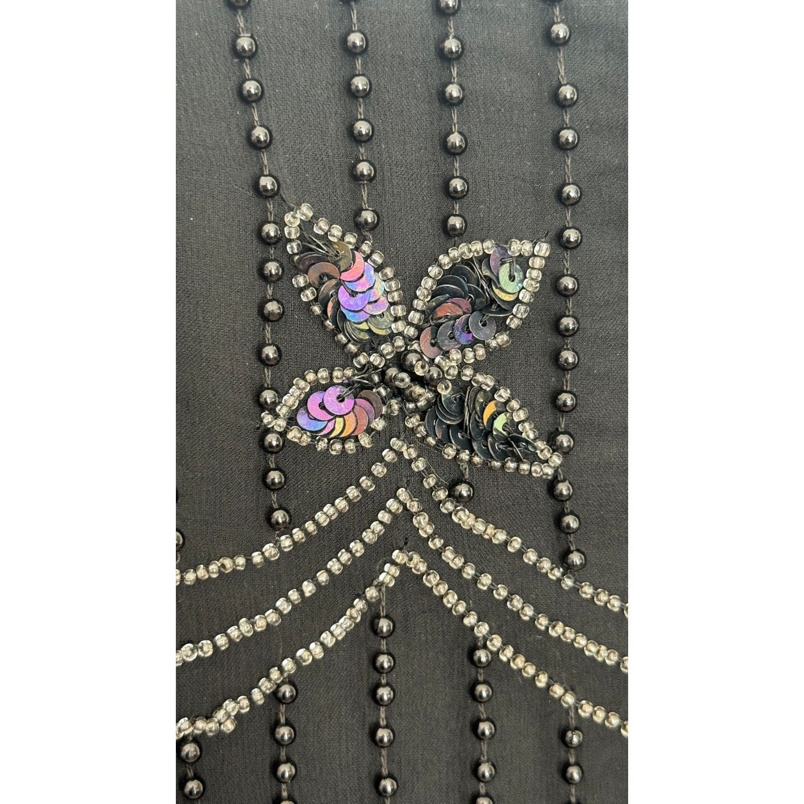 Vintage 1990s Papell Boutique Silk Beaded Sequin Top Black S/M Size S / US 4 / IT 40 - 19 Thumbnail