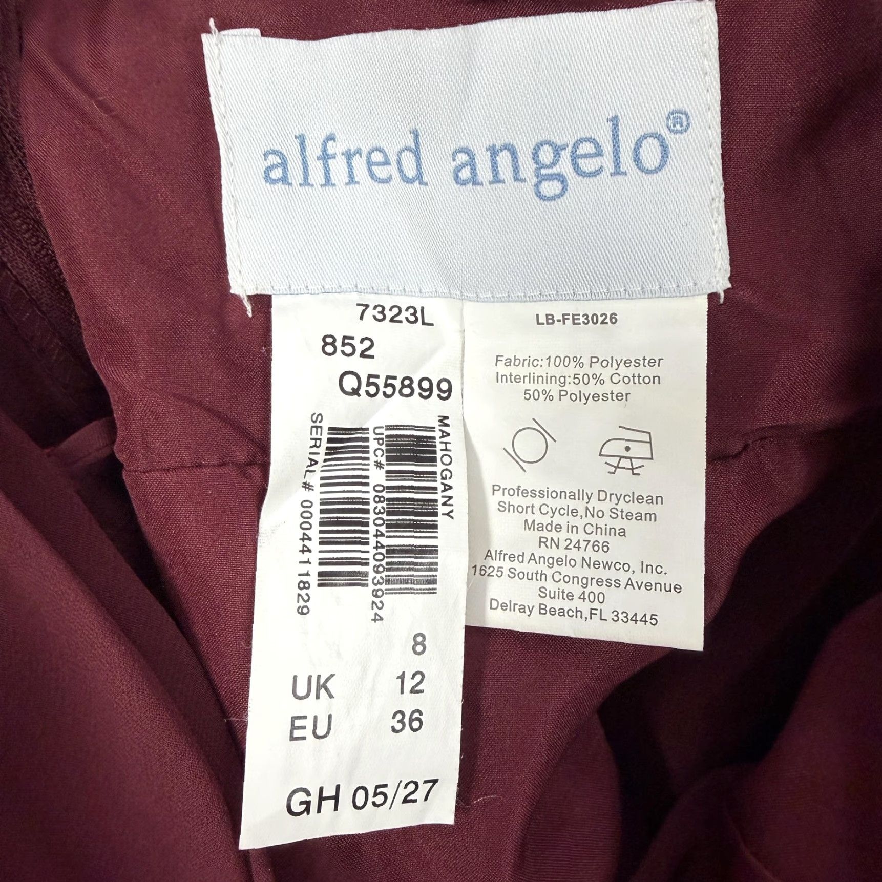 Vintage Alfred Angelo Dress Maxi Bridesmaid Formal Wedding 8 Mahogany Chiffon Ruched Size M / US 6-8 / IT 42-44 - 6 Thumbnail