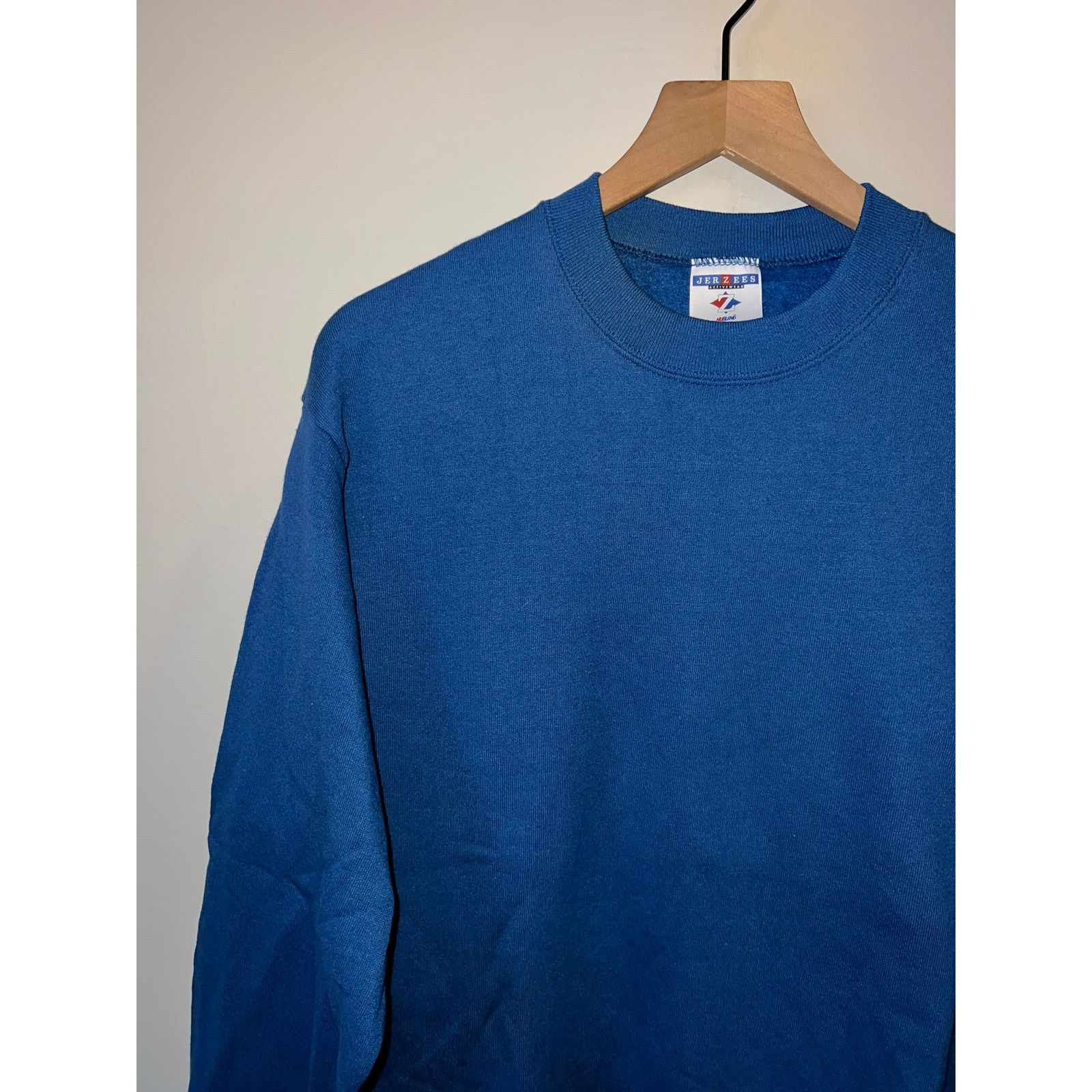 Jerzees 90s Vintage Jerzees Blue Blank Sweatshirt Crewneck Torn VTG Size US M / EU 48-50 / 2 - 3 Thumbnail