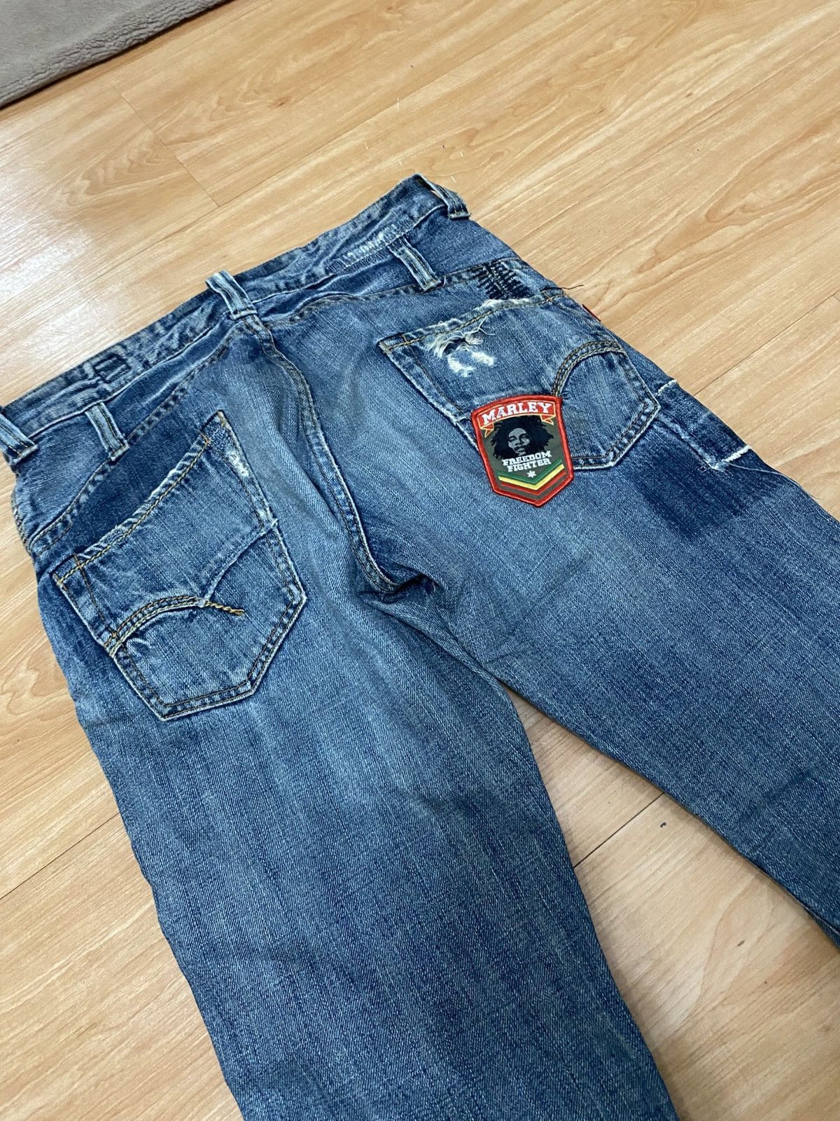 Designer × Japanese Brand Vintage bartack denim patch work pattern rasta style Size US 30 / EU 46 - 5 Thumbnail