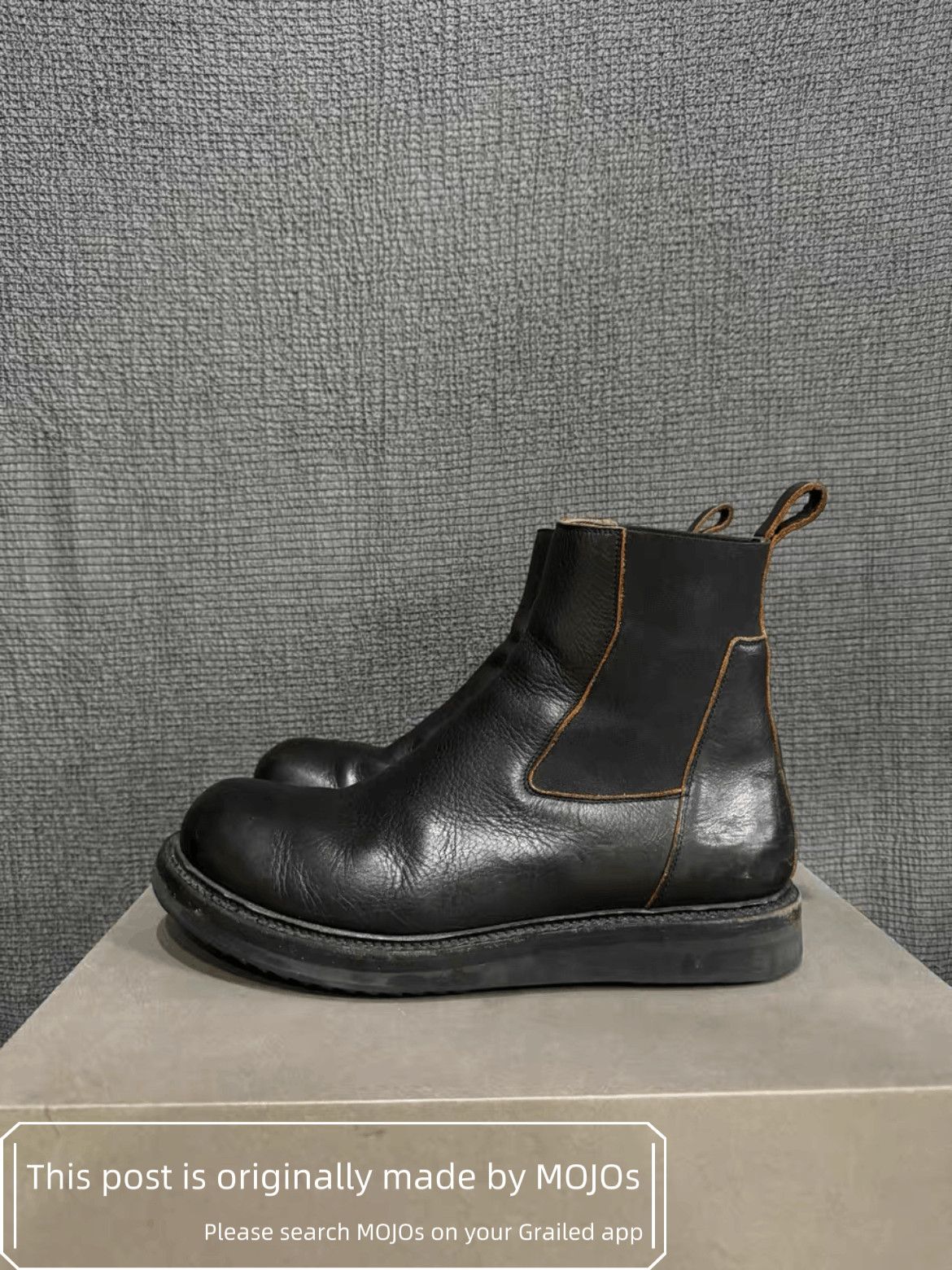 Sz 43 Rick Owens 19SS Wood Bottom Leather Boots