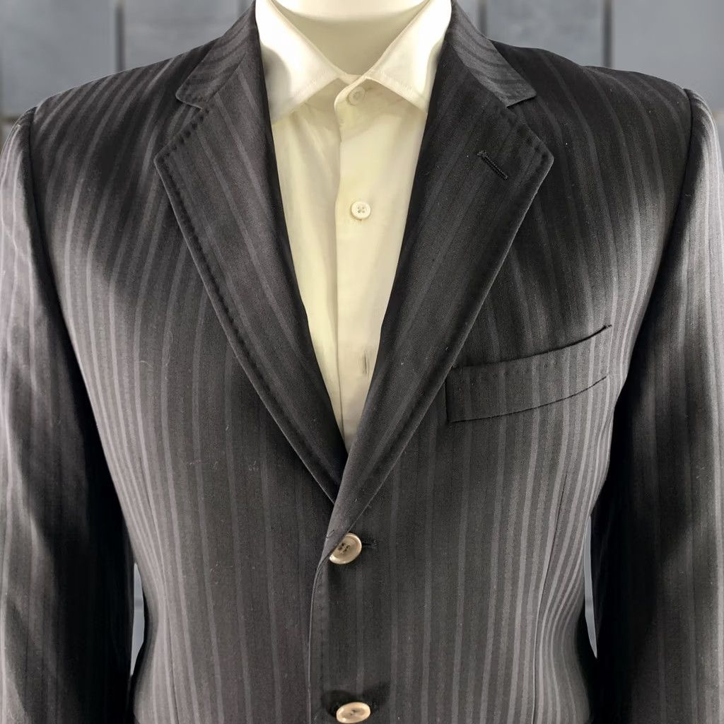 Dolce & Gabbana DOLCE & GABBANA Sport Coat Black Grey Stripe Wool Blend Notch Lapel Size 42 Men Size US XS / EU 42 / 0 - 1 Thumbnail