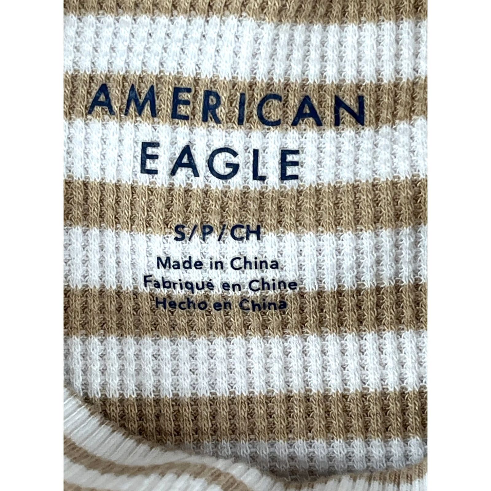 American Eagle Outfitters American Eagle Outfitters Top Womens S White Brown Stripe Turtleneck Long Sleeve Casual Size S / US 4 / IT 40 - 7 Thumbnail