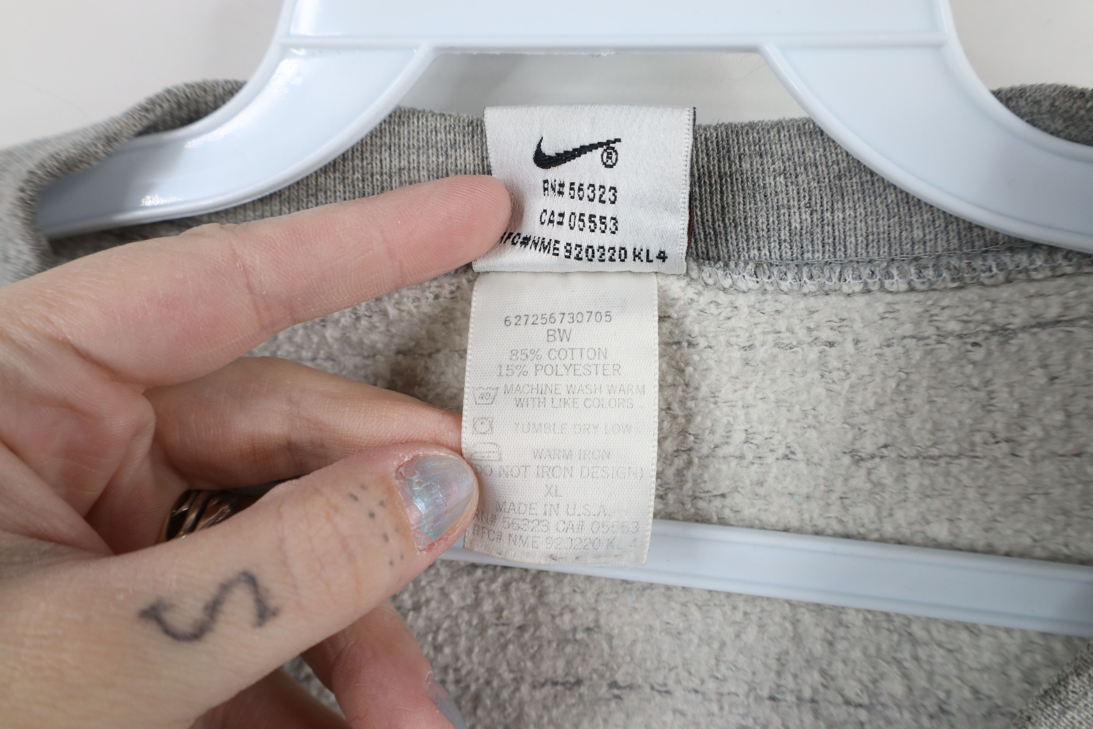 Nike × Vintage Vintage 90s Nike Air Big Swoosh Crewneck Sweatshirt Gray USA Size US XL / EU 56 / 4 - 9 Thumbnail