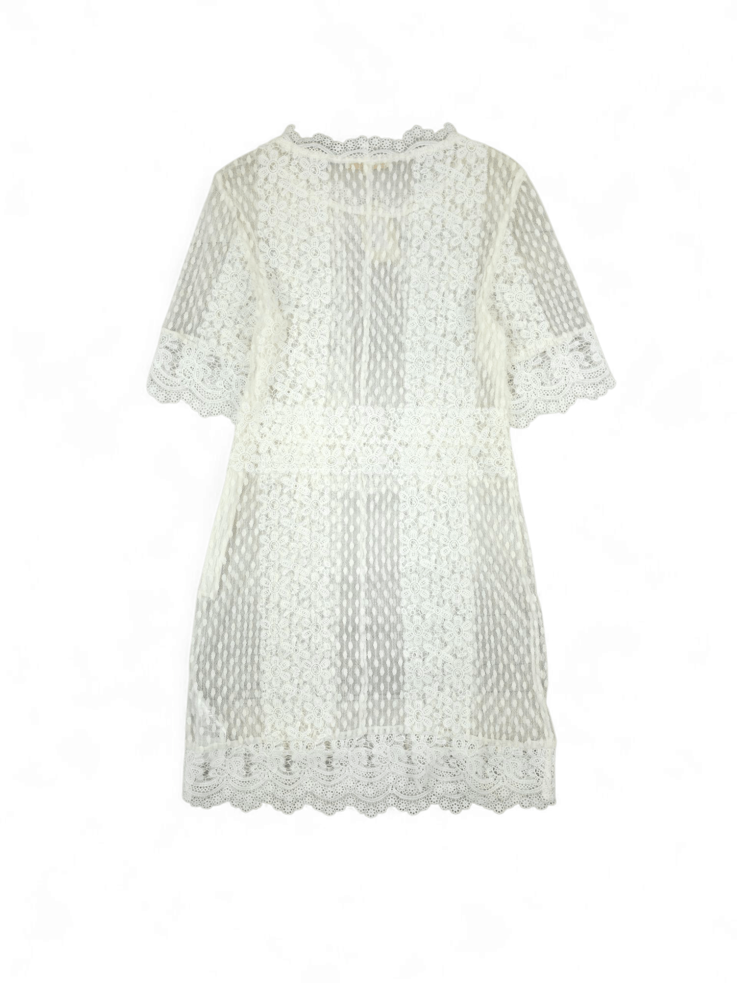 Maje 💎 Maje Transparent White Lace Midi-Length Dress Size M / US 6-8 / IT 42-44 - 7 Thumbnail