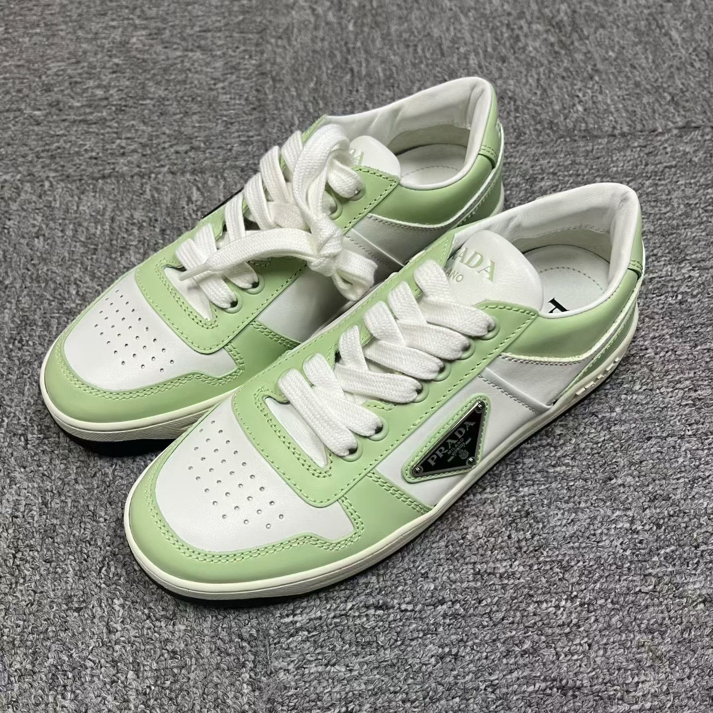 Prada × Vintage Prada 90s silver / green sneakers | Grailed