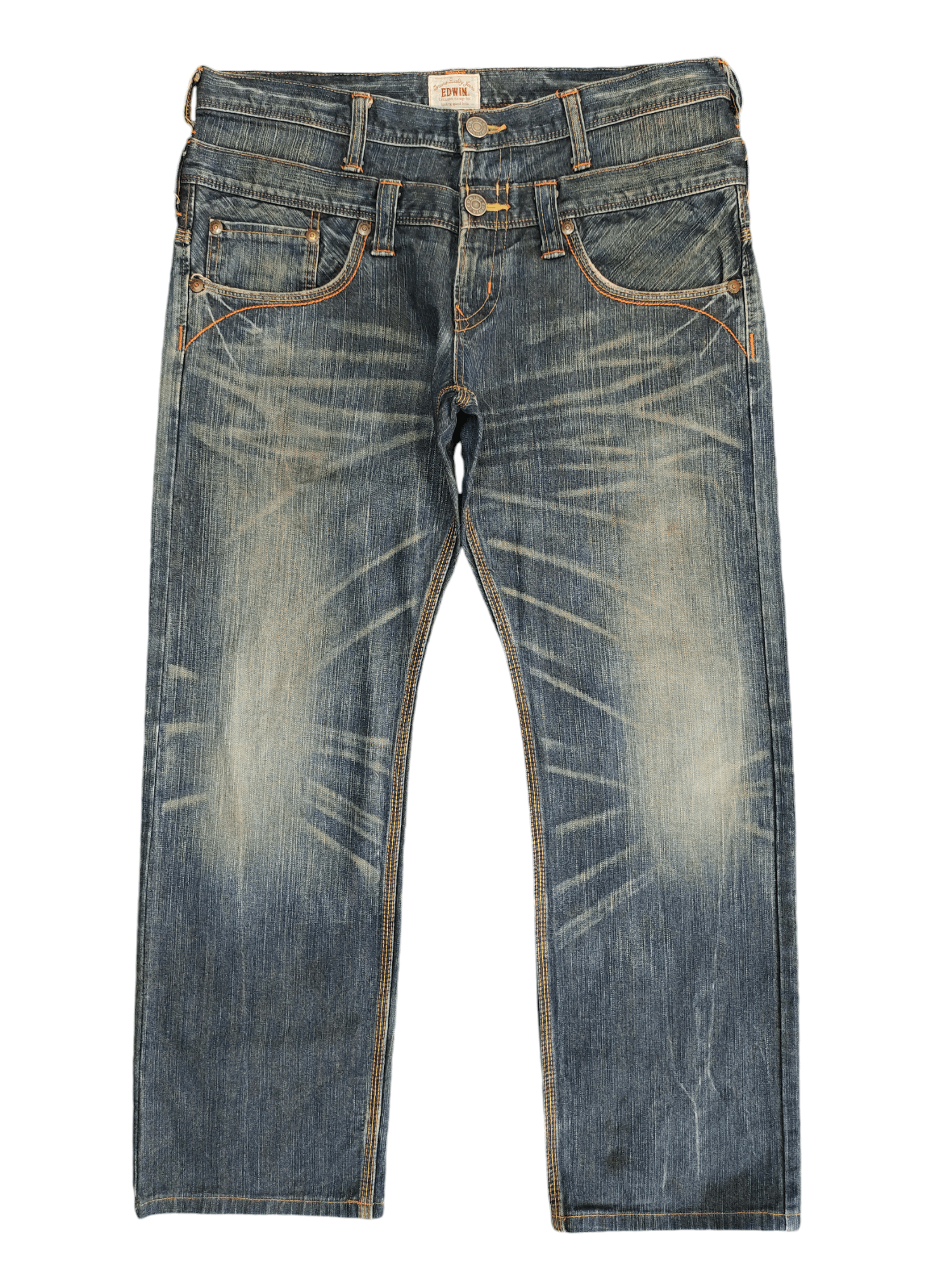 Comme des Garcons × Undercover Vintage Y2k Edwin Xv Double Waist Clawmark Denim Jeans Size US 35 - 1 Thumbnail