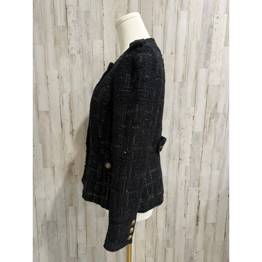 MILLY Milly of New York Women's Black Tweed Double-Breasted Jacket Size XS / US 0-2 / IT 36-38 - 5 Thumbnail
