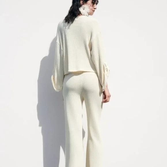 Zara Zara Ivory Ribbed Knit Set Size 27" / US 4 / IT 40 - 3 Thumbnail