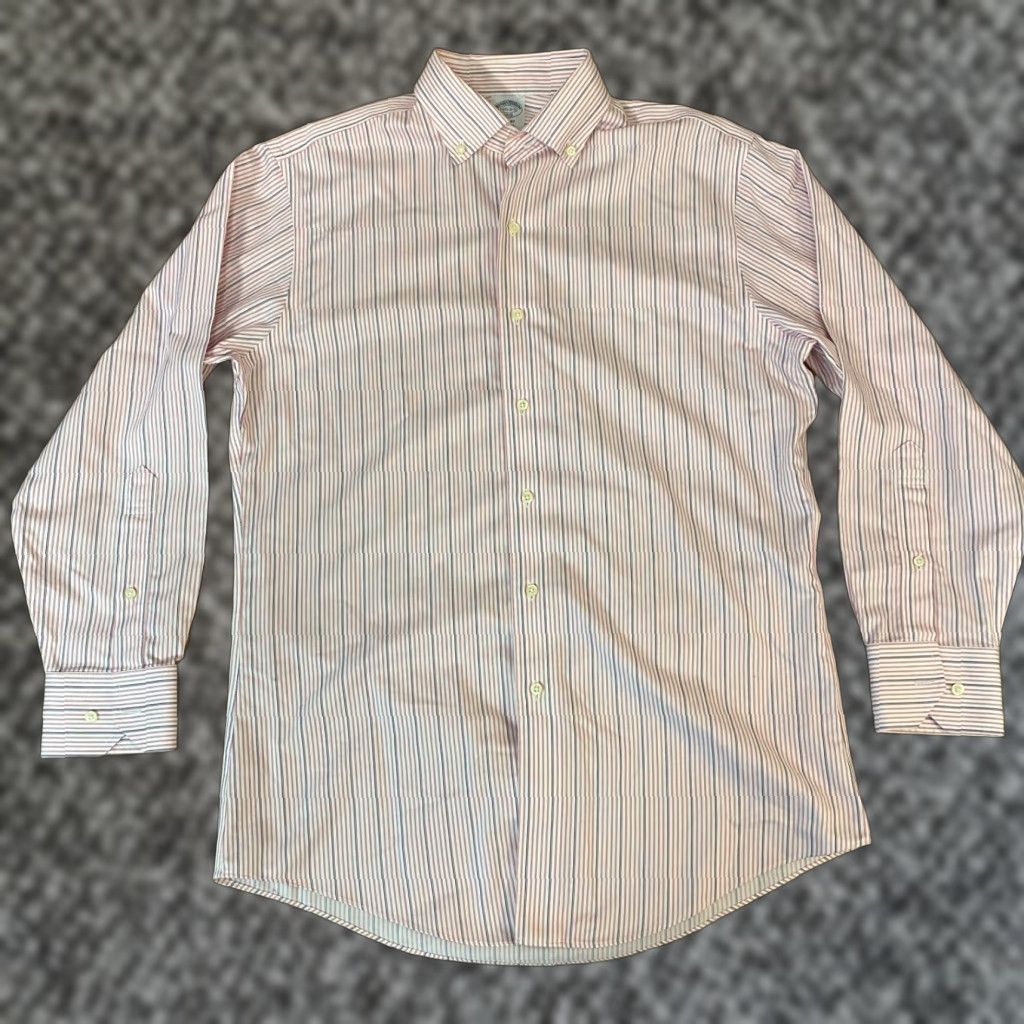 Brooks Brothers Brooks Brothers Shirt 15.5 Regent Fit Red Gray Striped Button Down Non Iron Dress Shirt Mens Regular 100% Cotton Long Sleeve Size US L / EU 52-54 / 3 - 1 Thumbnail