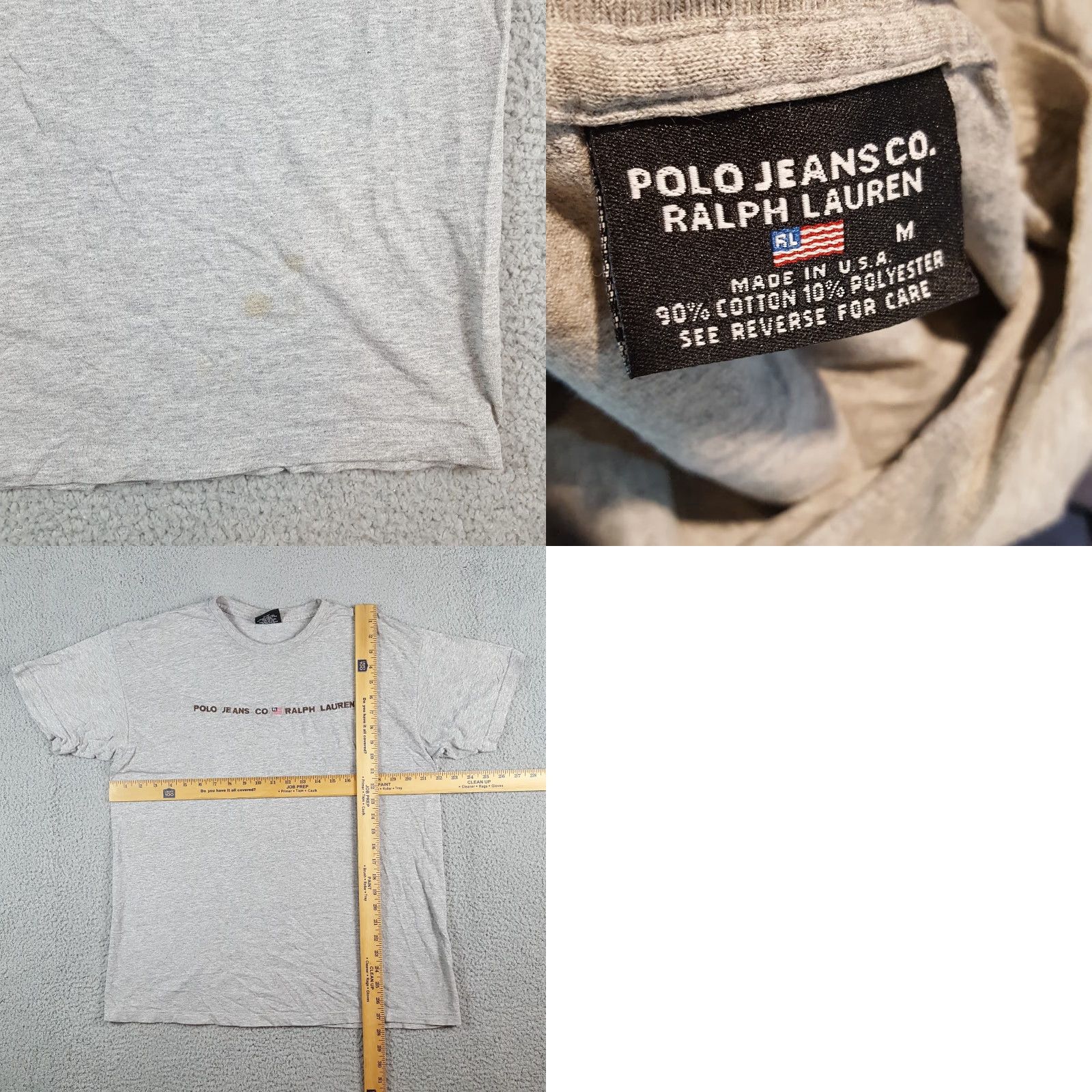 Ralph Lauren VINTAGE Ralph Lauren Polo Jeans Co Logo T Shirt Size M Distressed Preppy RL Gray 90s Mens Size US M / EU 48-50 / 2 - 8 Thumbnail