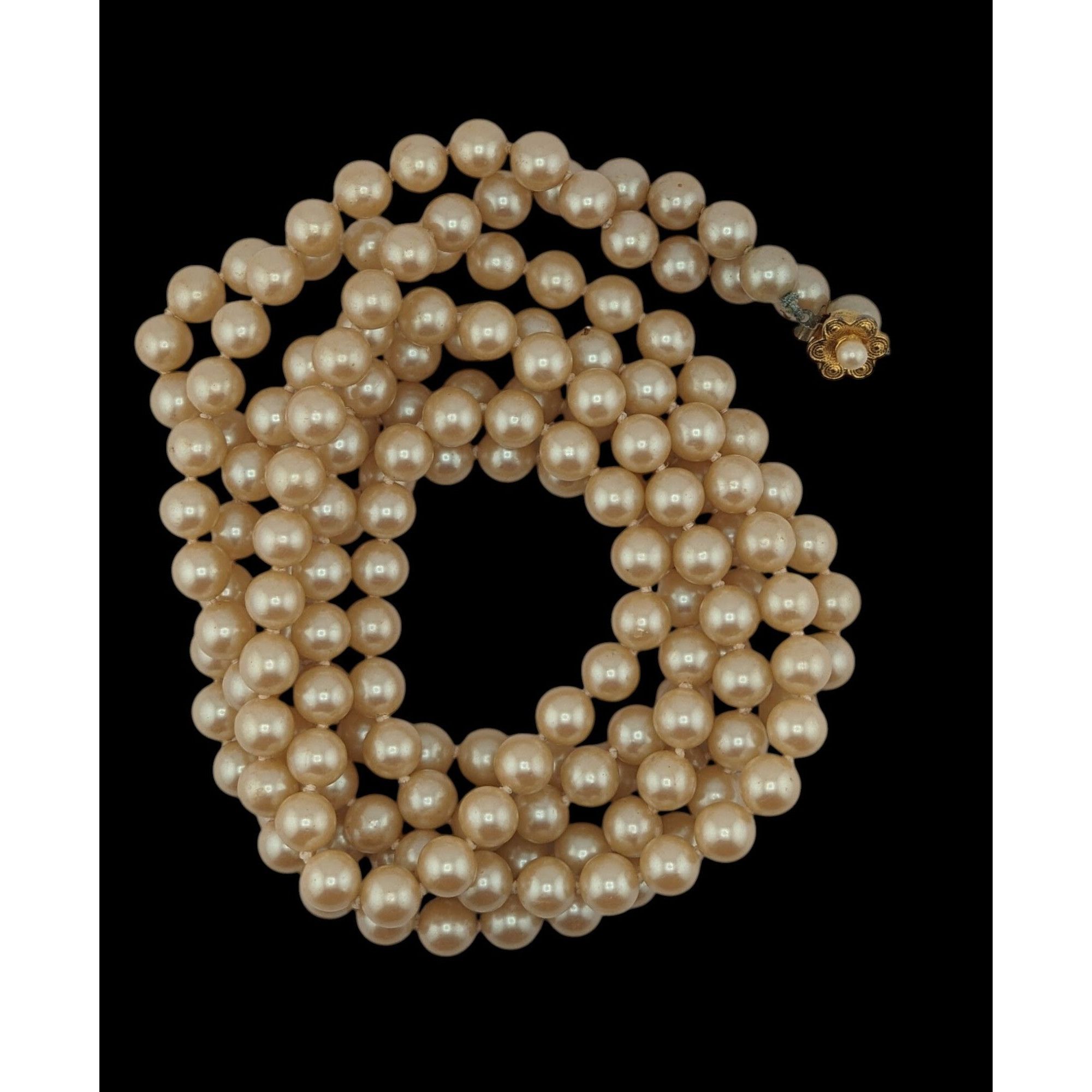 Other Vintage Glam 60-Inch Faux Pearl Necklace With Floral Box Cla Size ONE SIZE - 3 Thumbnail