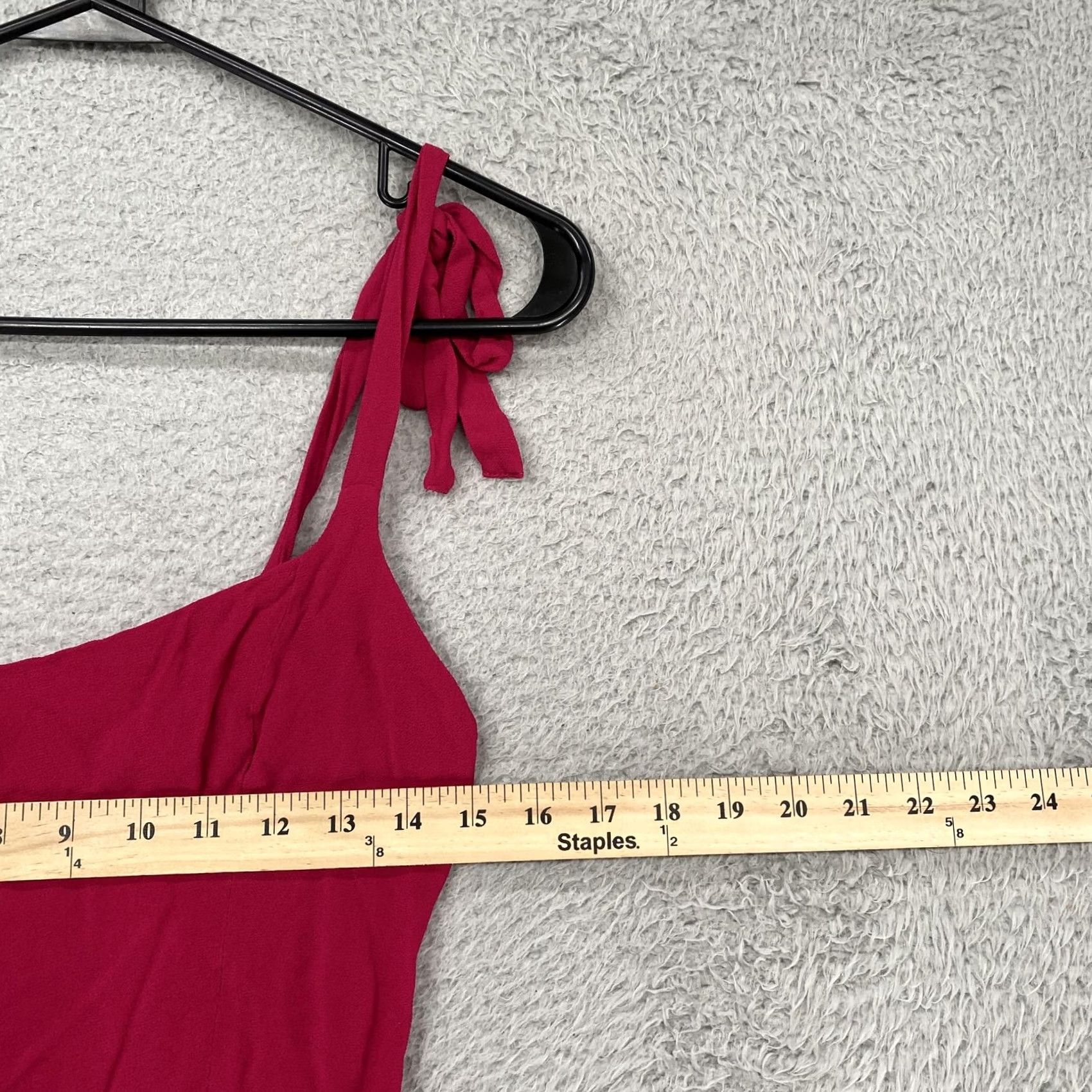 Reformation Reformation Annabelle Mini Dress Womens 12 Rhubarb Tie Strap Scoop Neck Smocked Size XL / US 12-14 / IT 48-50 - 5 Thumbnail