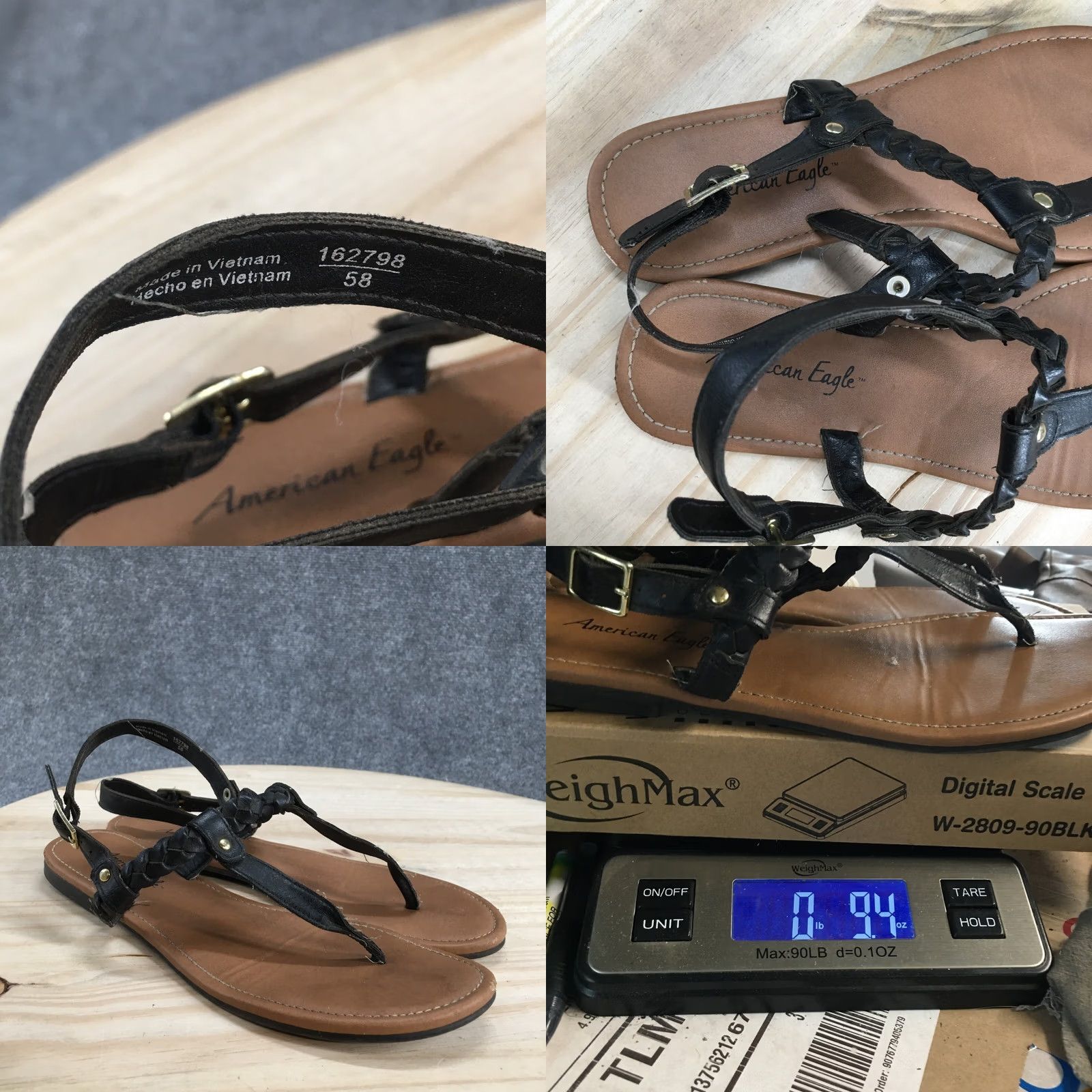 Vintage American Eagle Sandals Womens 7.5 Casual Toe Post Slingback Flats Brown Leather Size US 8 / IT 38 - 10 Thumbnail