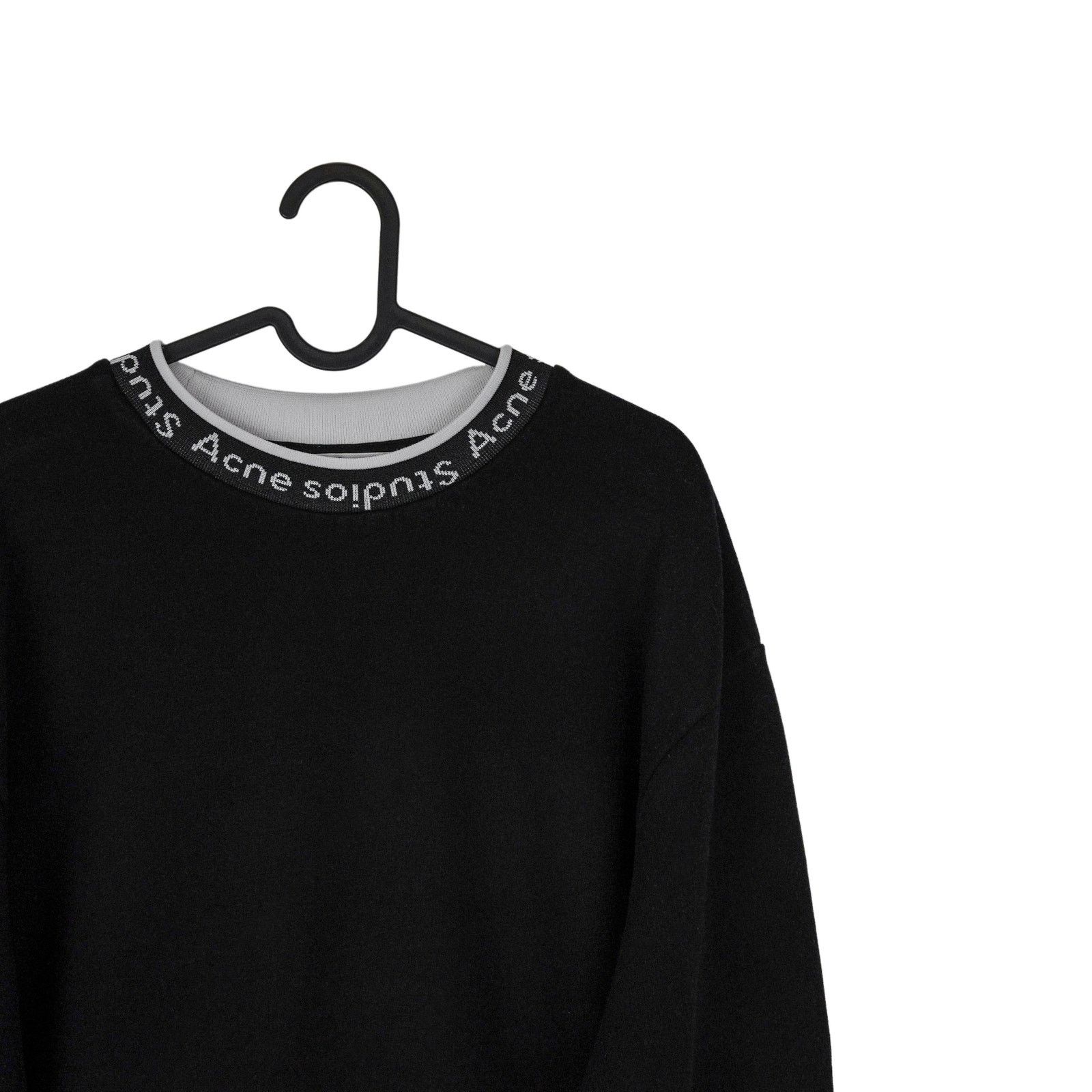 Acne Studios Acne Studios Black Viscose Blend Logo Collar Sweatshirt Size US S / EU 44-46 / 1 - 4 Thumbnail