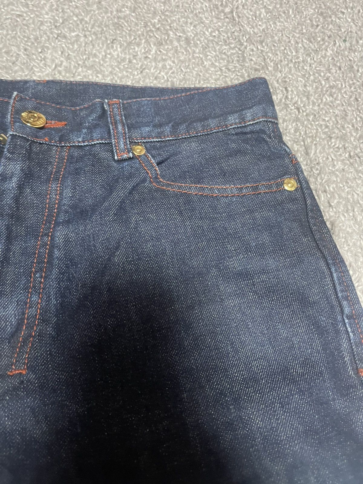 Yves Saint Laurent YSL Dark Indigo Denim Red Stitch Jeans 44 Size 40" / US 18 - 11 Thumbnail