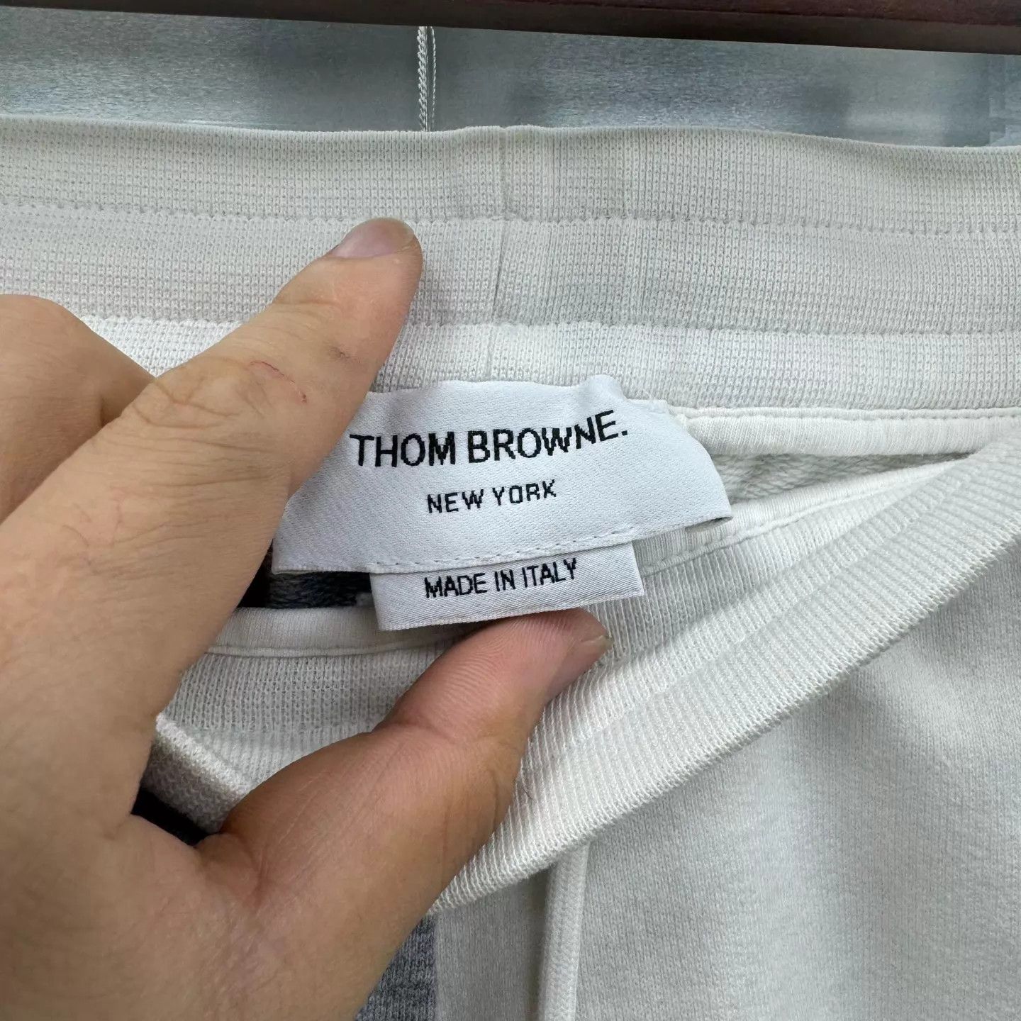Thom Browne TB White & Gray Colorblocked New Shorts Size 3 Size US 34 / EU 50 - 6 Thumbnail