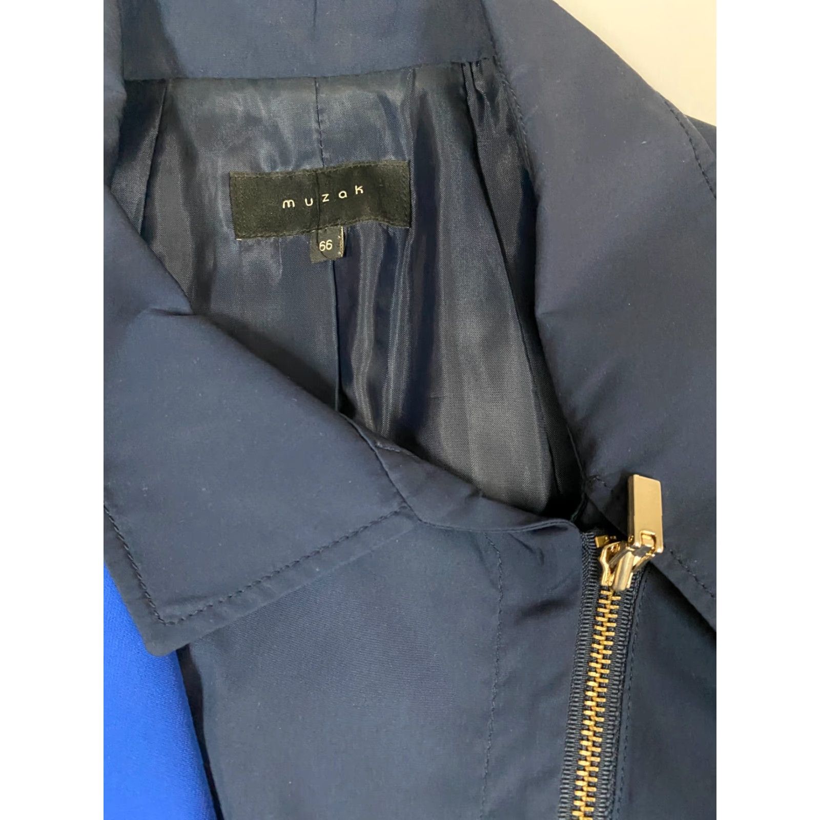 Vintage Muzak Womens Jacket XL Blue Full Zip Coat Style Trench Fur Trim Retro Winter Travel Dress? Size XL / US 12-14 / IT 48-50 - 4 Thumbnail