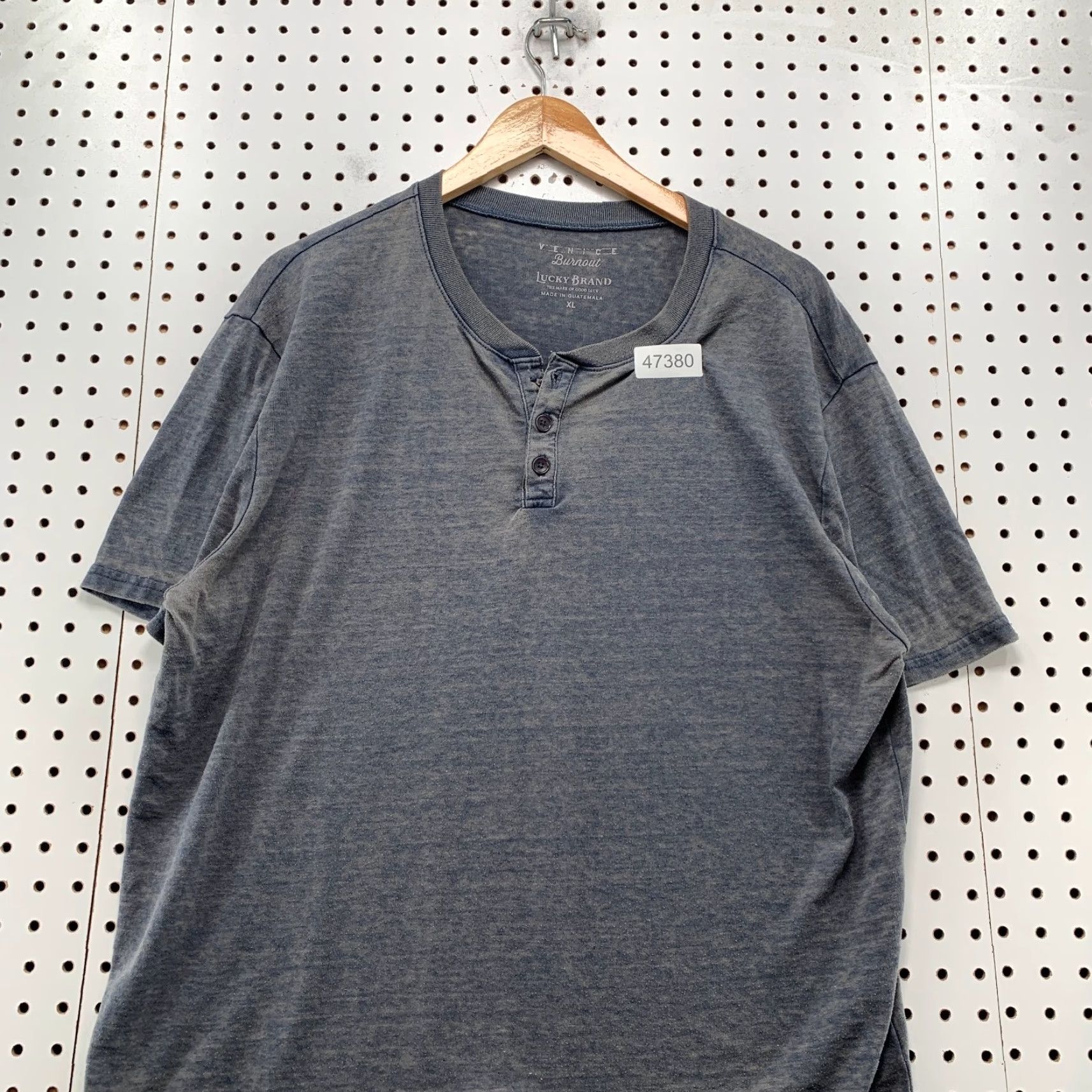 Lucky Brand Lucky Brand Henley Burnout T Shirt Mens XL Blue Venice Retro Think Vintage - Size US XL / EU 56 / 4 - 4 Thumbnail