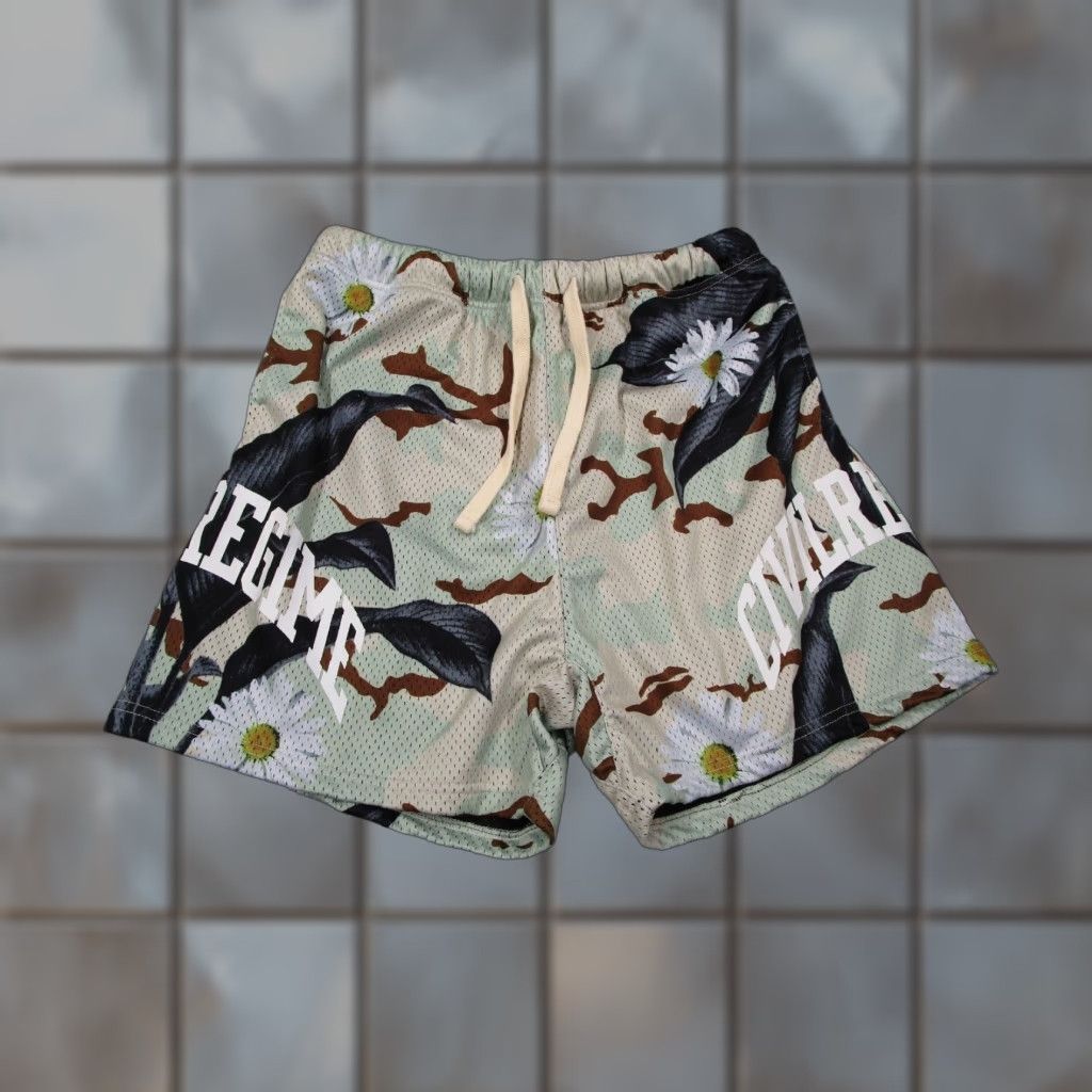 Vintage Civil Regime Shorts Mens Small Green Camo Floral 4" Basketball Active Streetwear Size US 29 - 1 Thumbnail