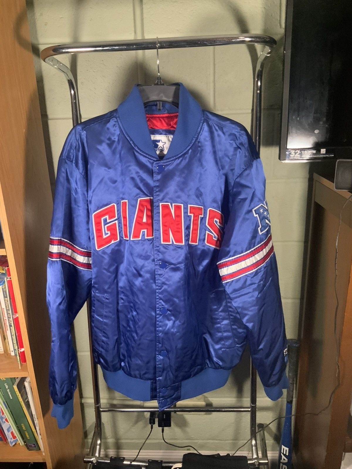 Starter New York Giants Starter Satin Jacket (BLUE) Size US XL / EU 56 / 4 - 1 Thumbnail