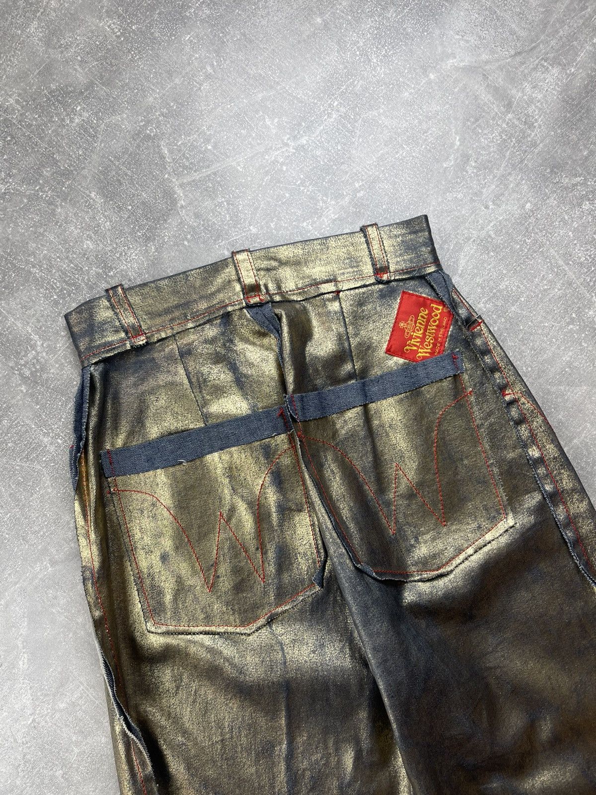 Vintage × Vivienne Westwood Vivienne Westwood Red Label Gold Foil Jeans Runway Archives Size 26" / US 2 / IT 38 - 5 Thumbnail