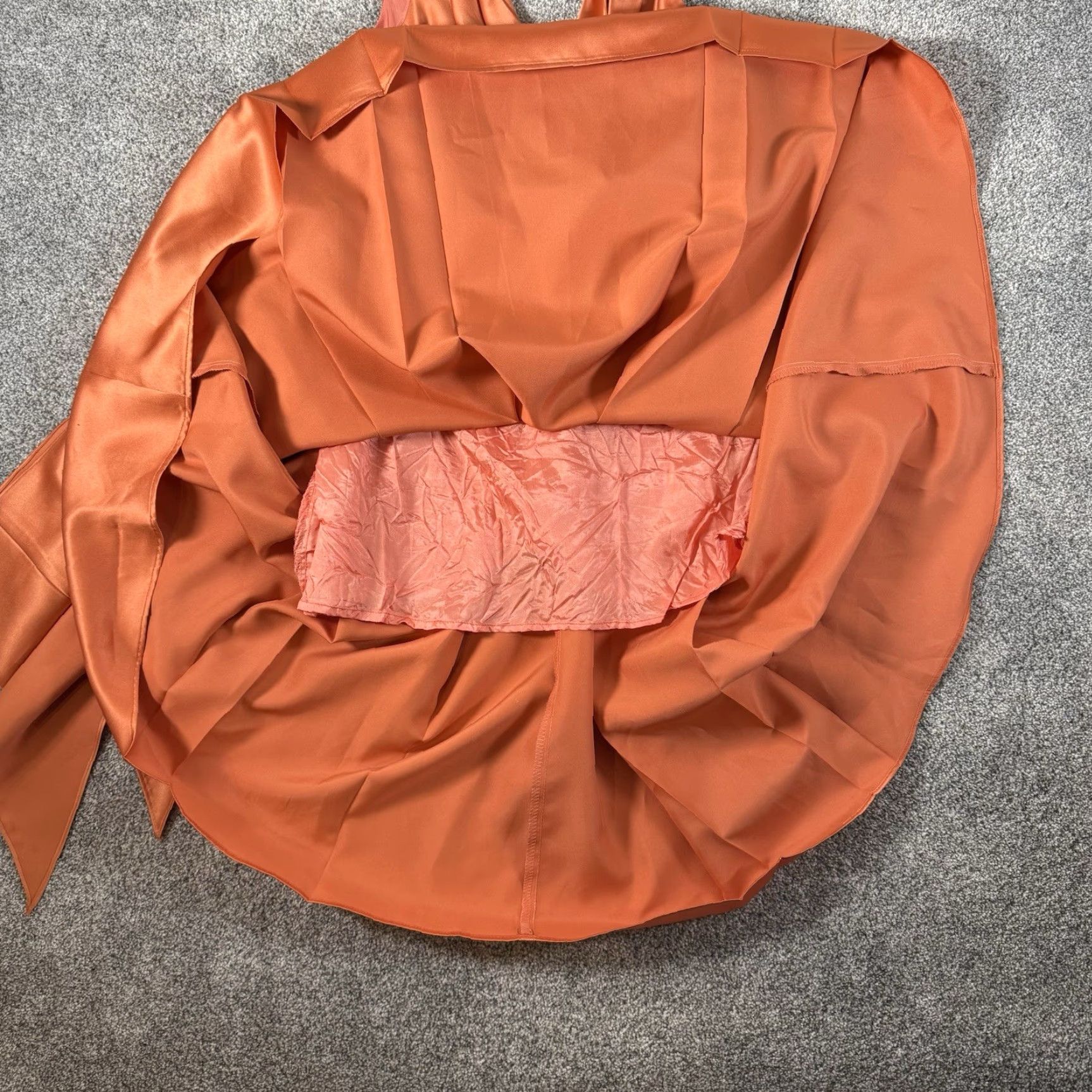 Vintage VINTAGE Jim Hjelm Dress A-Line 14 Sleeveless Satin Taffeta Orange Midi Formal Bridesmaid 90s Wedding Women's Size XL / US 12-14 / IT 48-50 - 5 Thumbnail